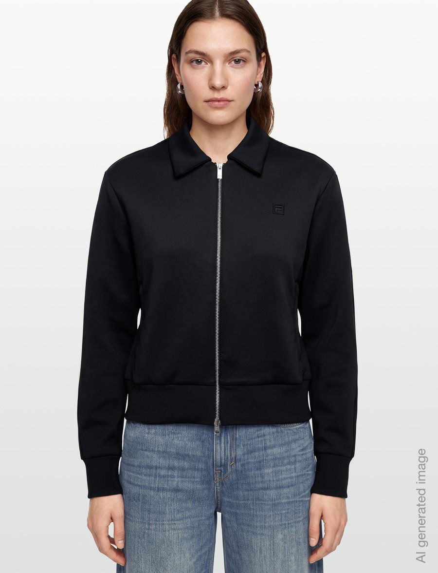 FILA - AVENES boxy piping track jacket - träningsjackor - black - 3