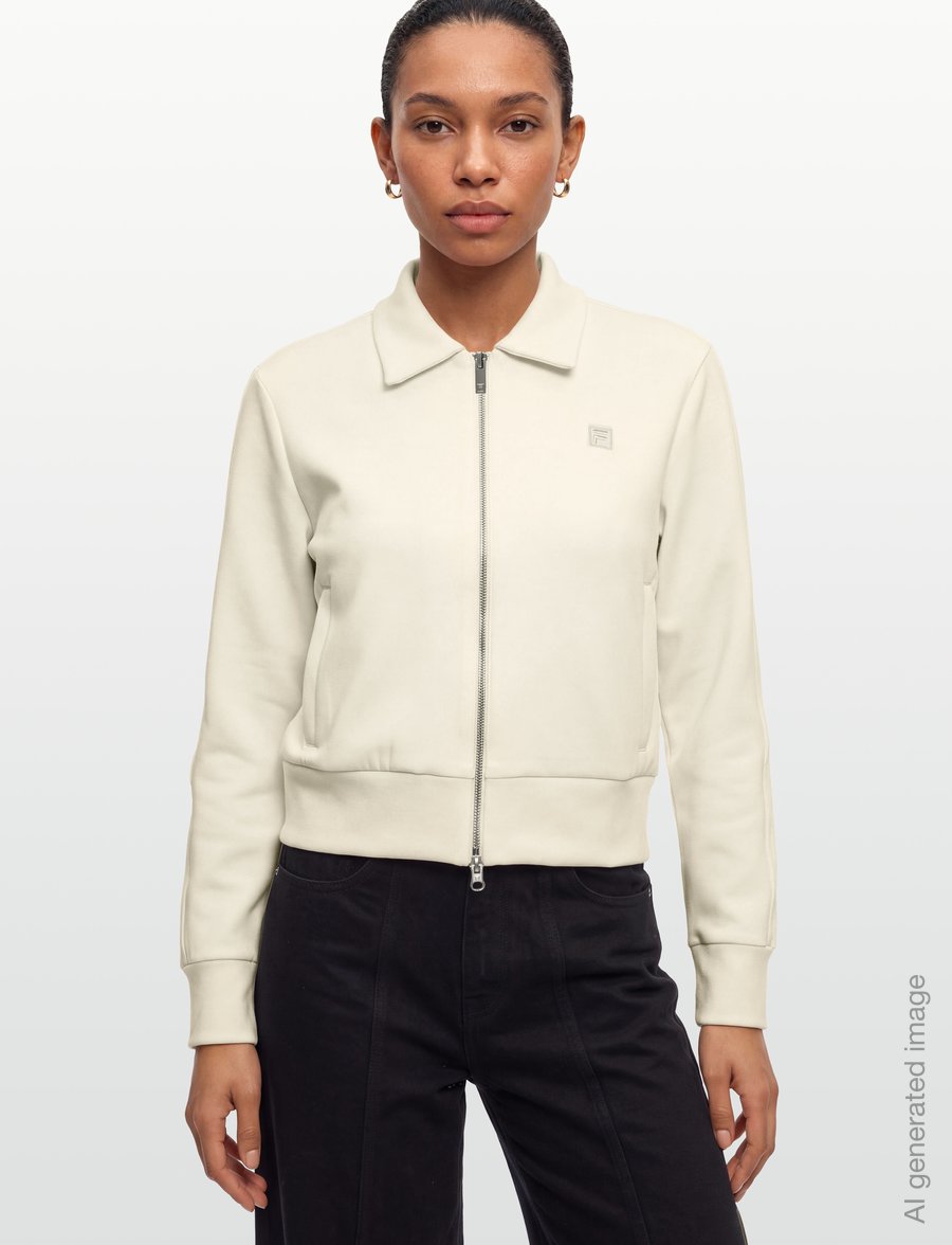 FILA - AVENES boxy piping track jacket - Íþróttajakkar - egret - 3