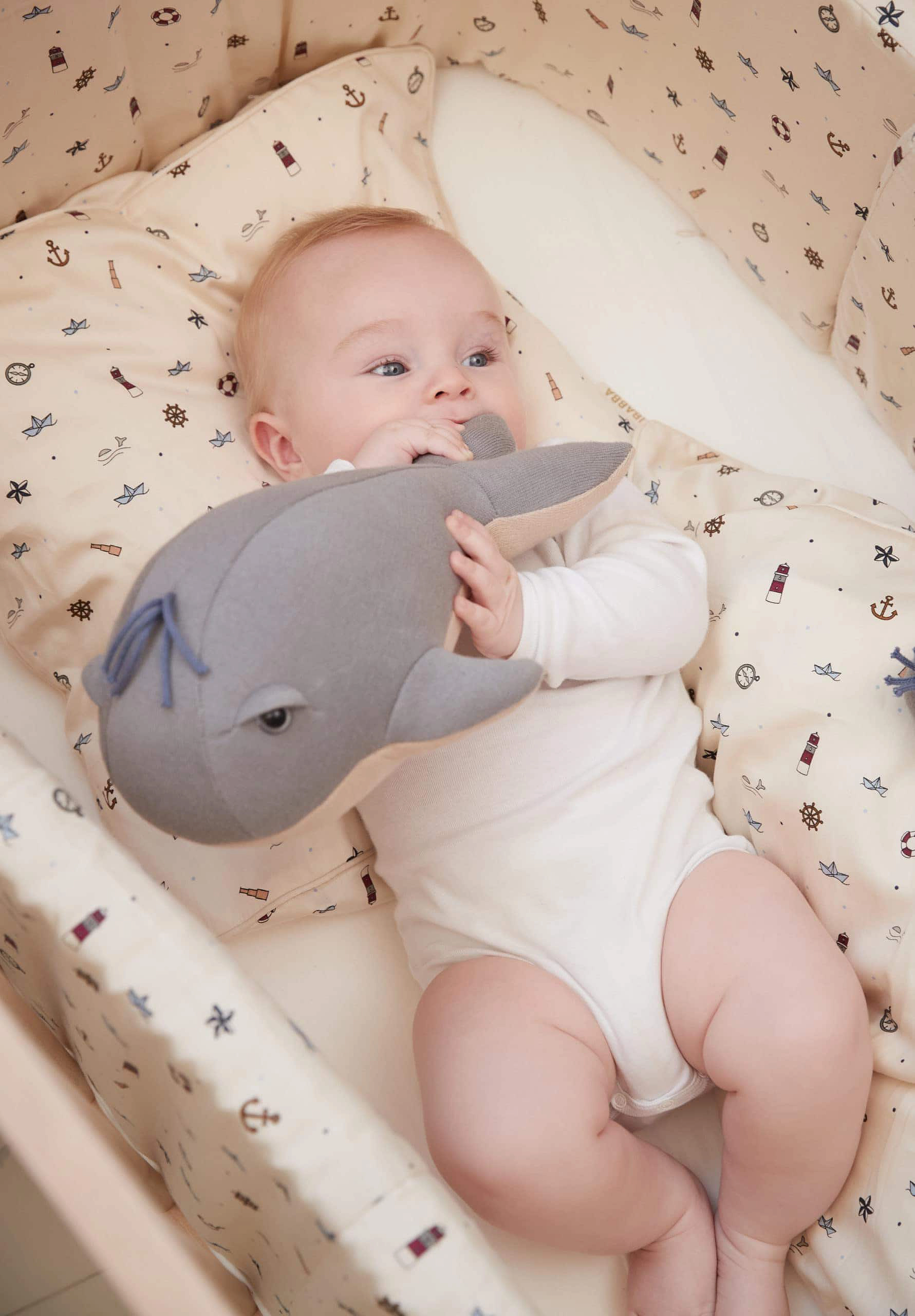 Filibabba - Bamse 30 cm - Willie the whale Grey - pyntepuder - cloudy - 4