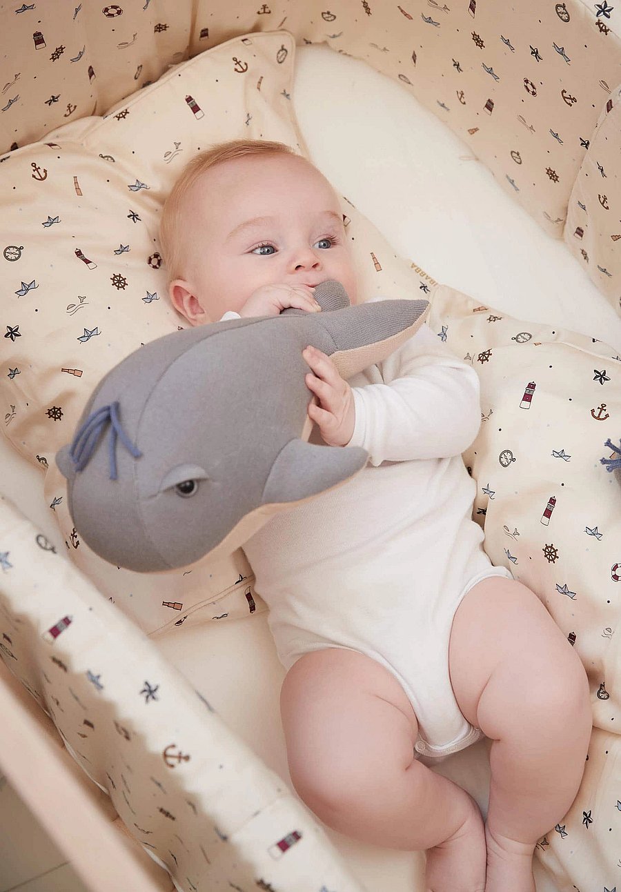 Filibabba - Bamse 30 cm - Willie the whale Grey - pehmed loomad - cloudy - 4
