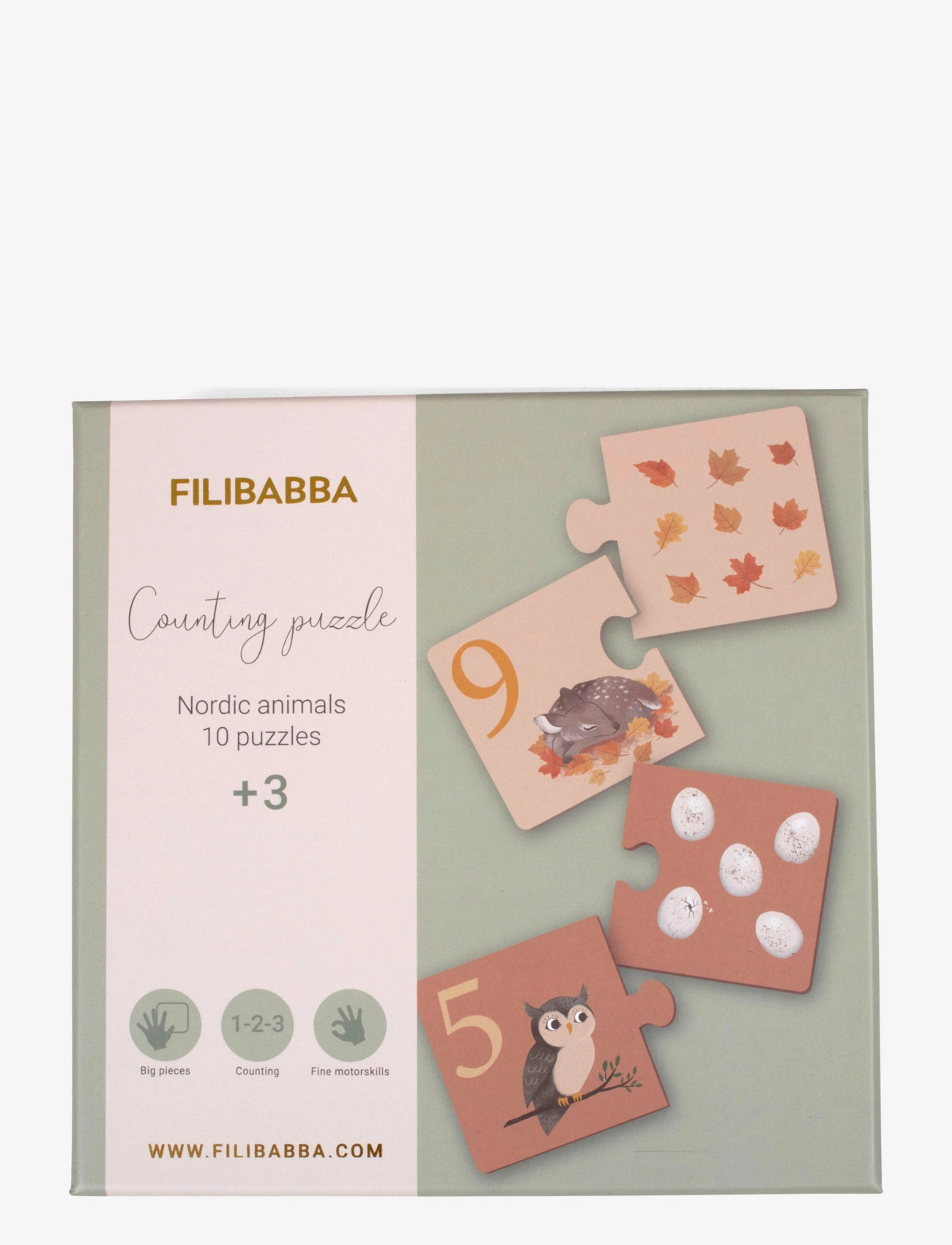 Filibabba Tælle Puslespil - Nordiske Dyr, One Size, Multi/patterned, Puslespil > Klassiske Puslespil, Børn