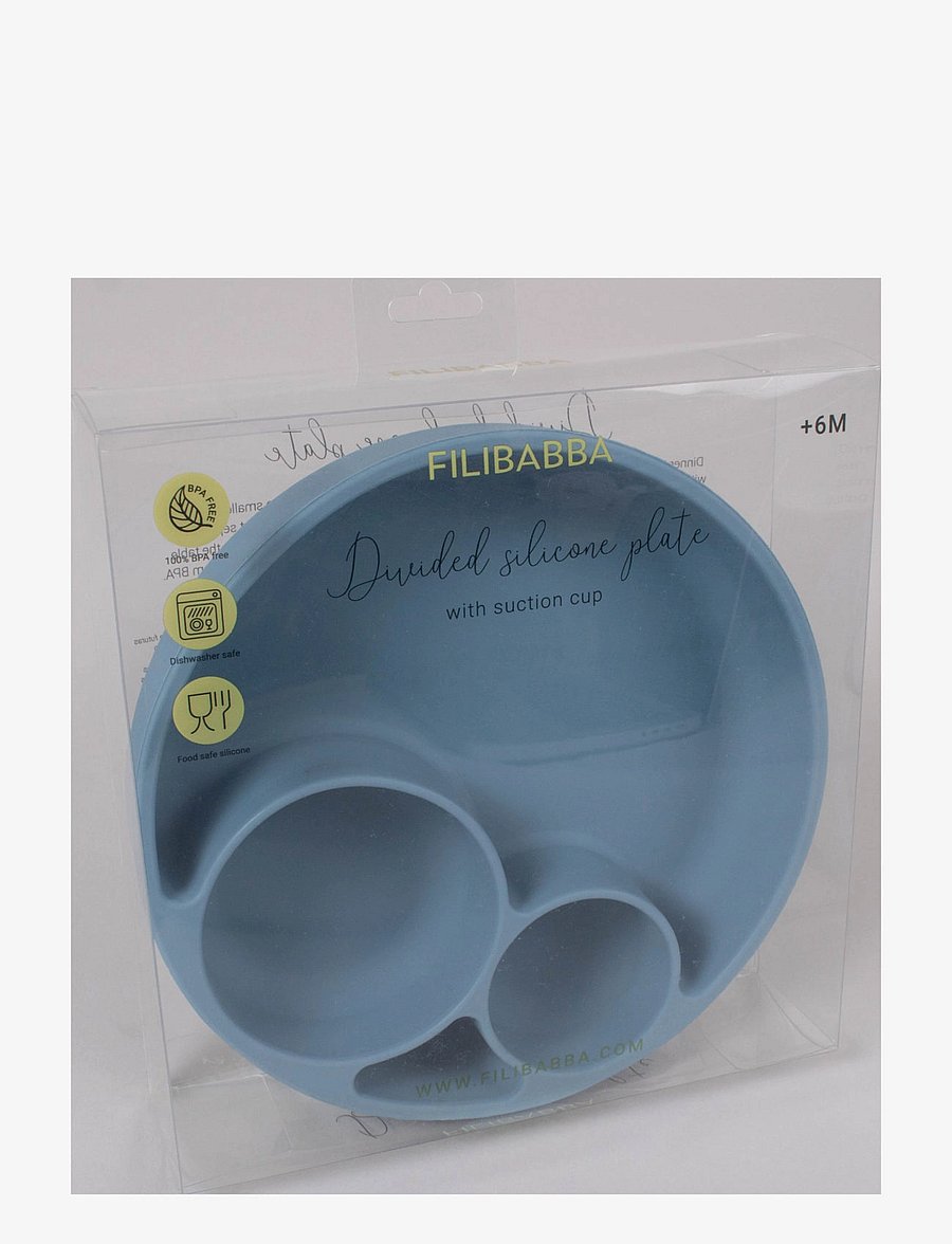 Filibabba - Silikone tallerken ruminddelt - Powder Blue - matarsett - blue - 3