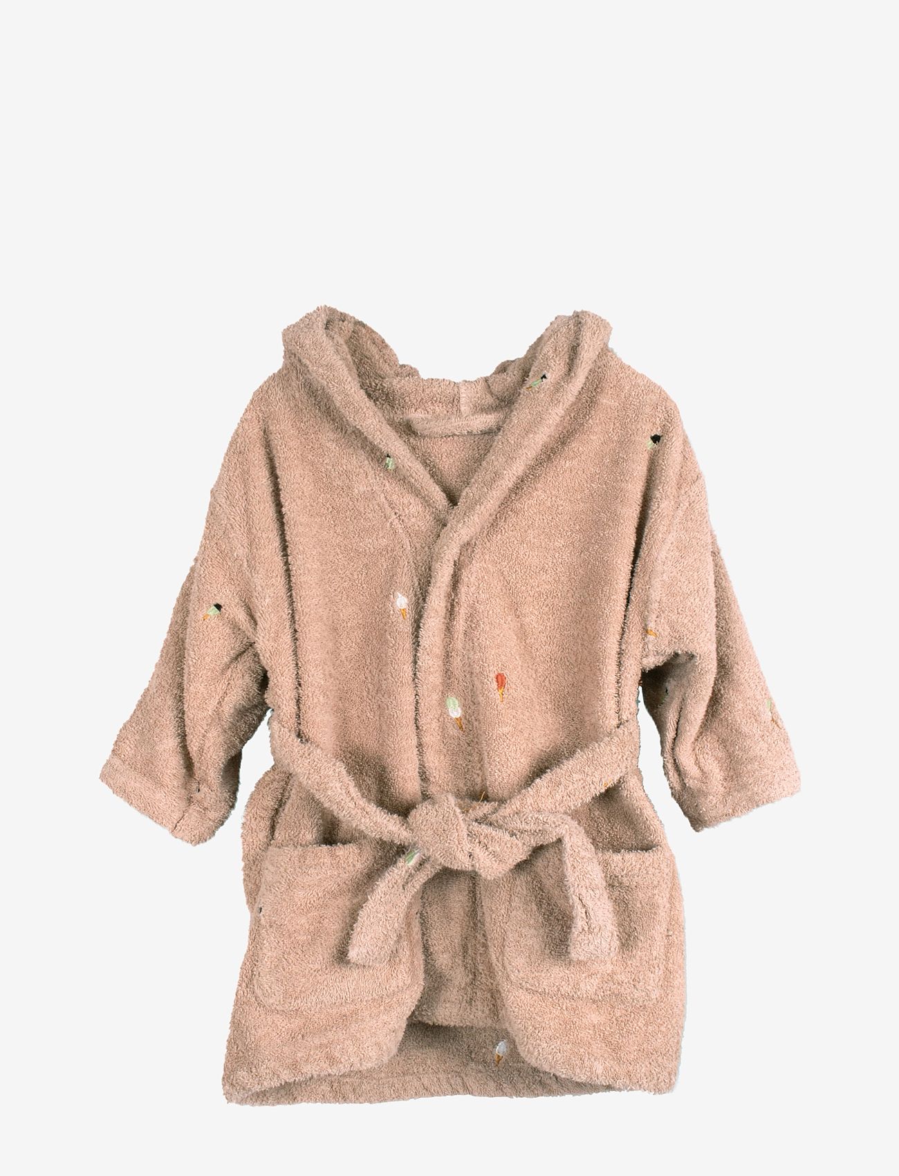 Filibabba Embroidered bathrobe 1-2 years - Frappé - Baðtími - FRAPPÉ / coral