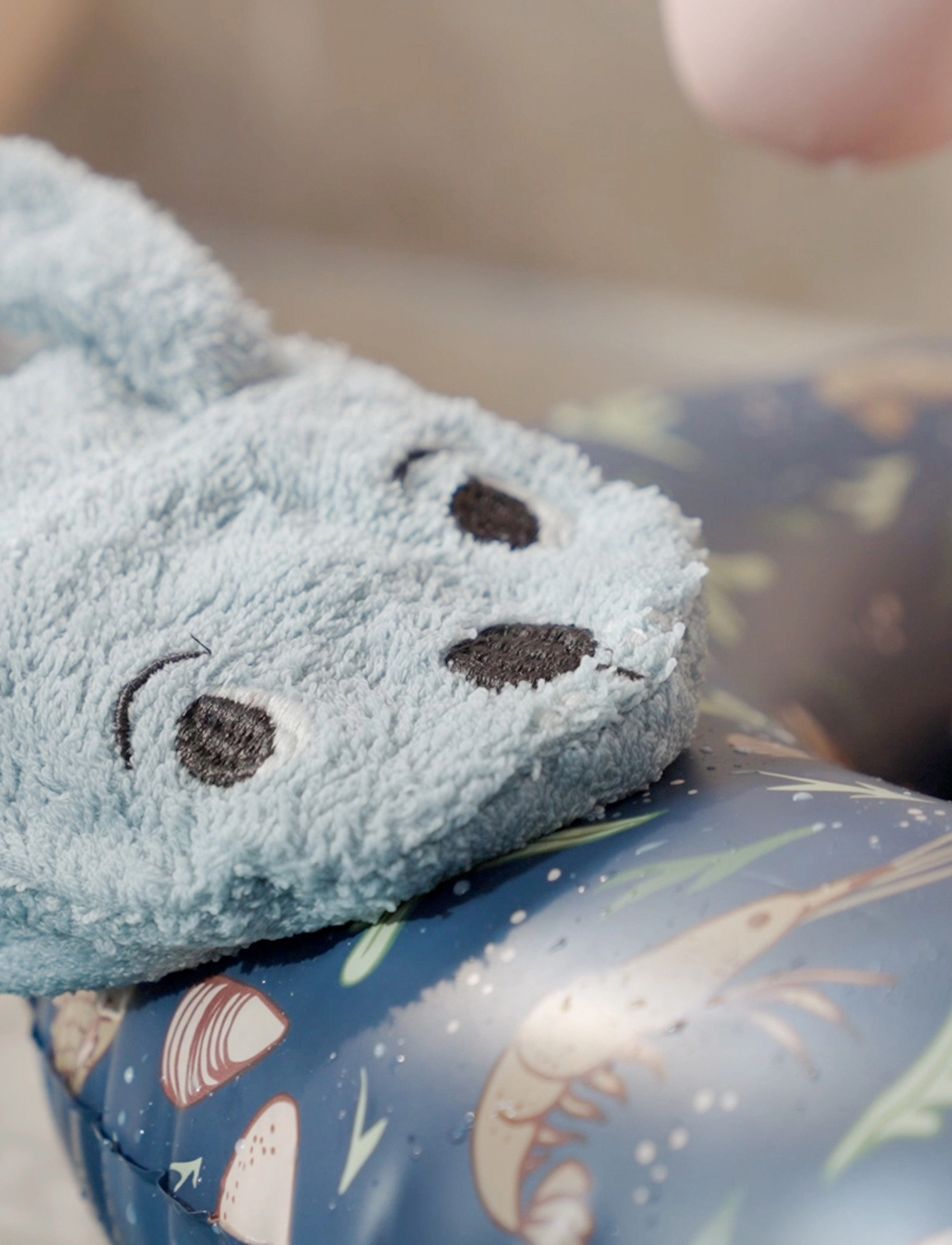 Filibabba Hare Baby Bath Mitt, Børn, Hare Baby Vaskehandske, Blå, Str: ONE SIZE