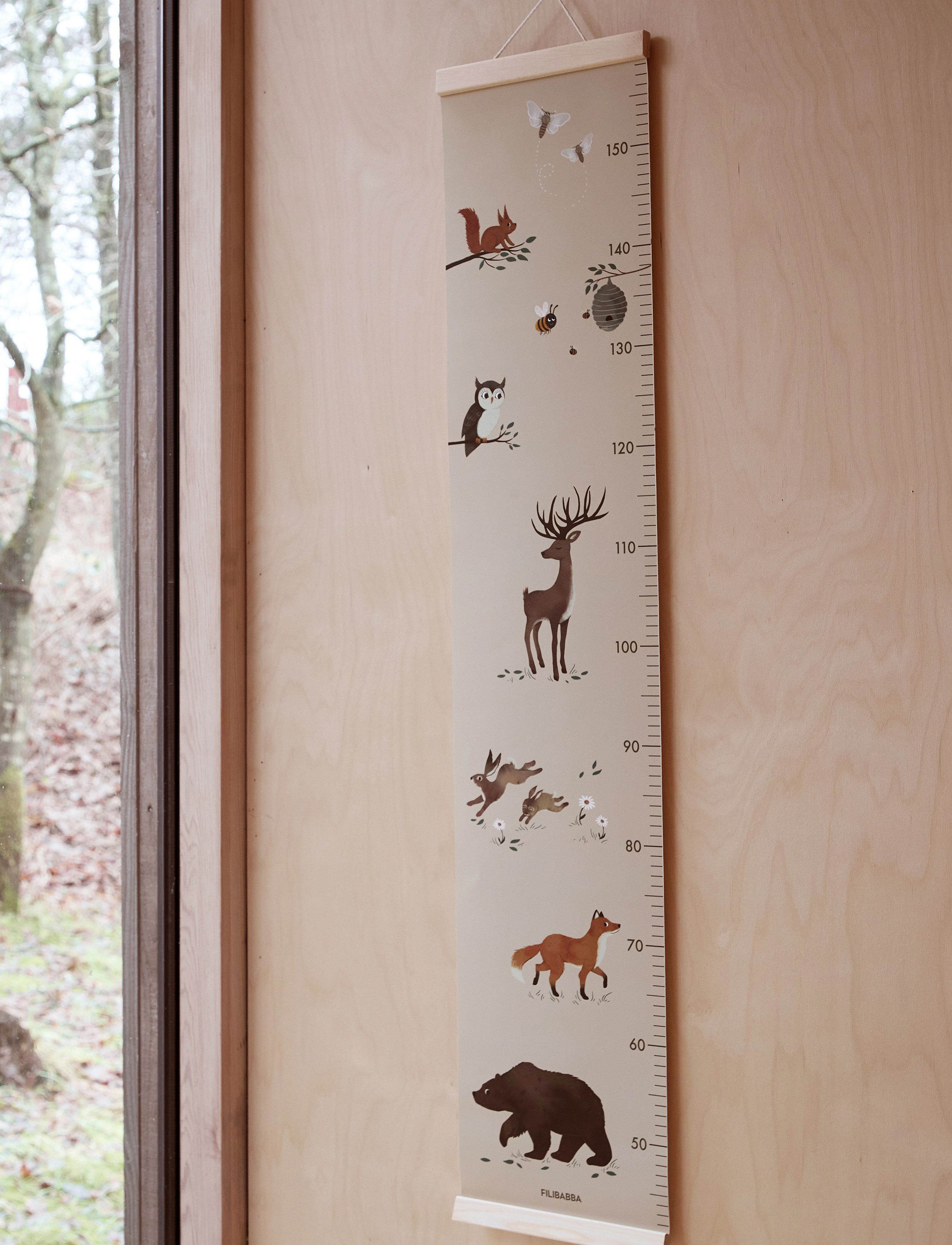 Filibabba Højdemåler – Skovens Dyr, One Size, Wall Stickers, Mehrfarbig/gemustert - Growth Chart, Kinder