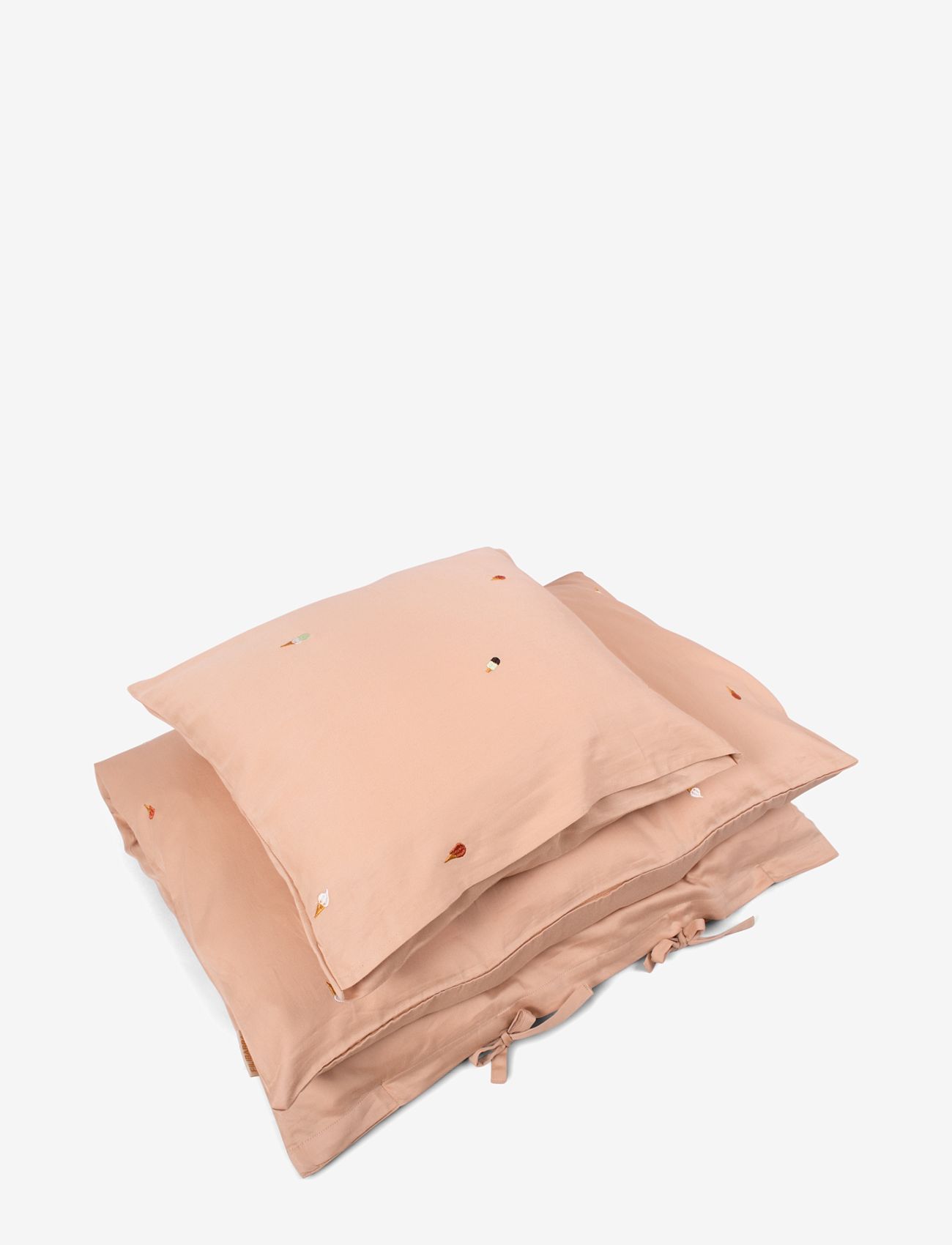 Filibabba Baby Bedlinen – Embroidered Cool Summer Design – Frappé - FILIBABBA - FRAPPÉ / coral