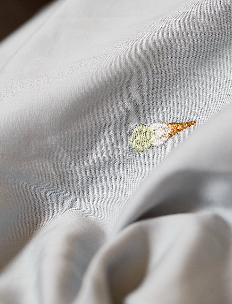 Filibabba - Junior Bedlinen – Embroidered Cool Summer Design – Pearl - bettwäsche-set - pearl blue - 3