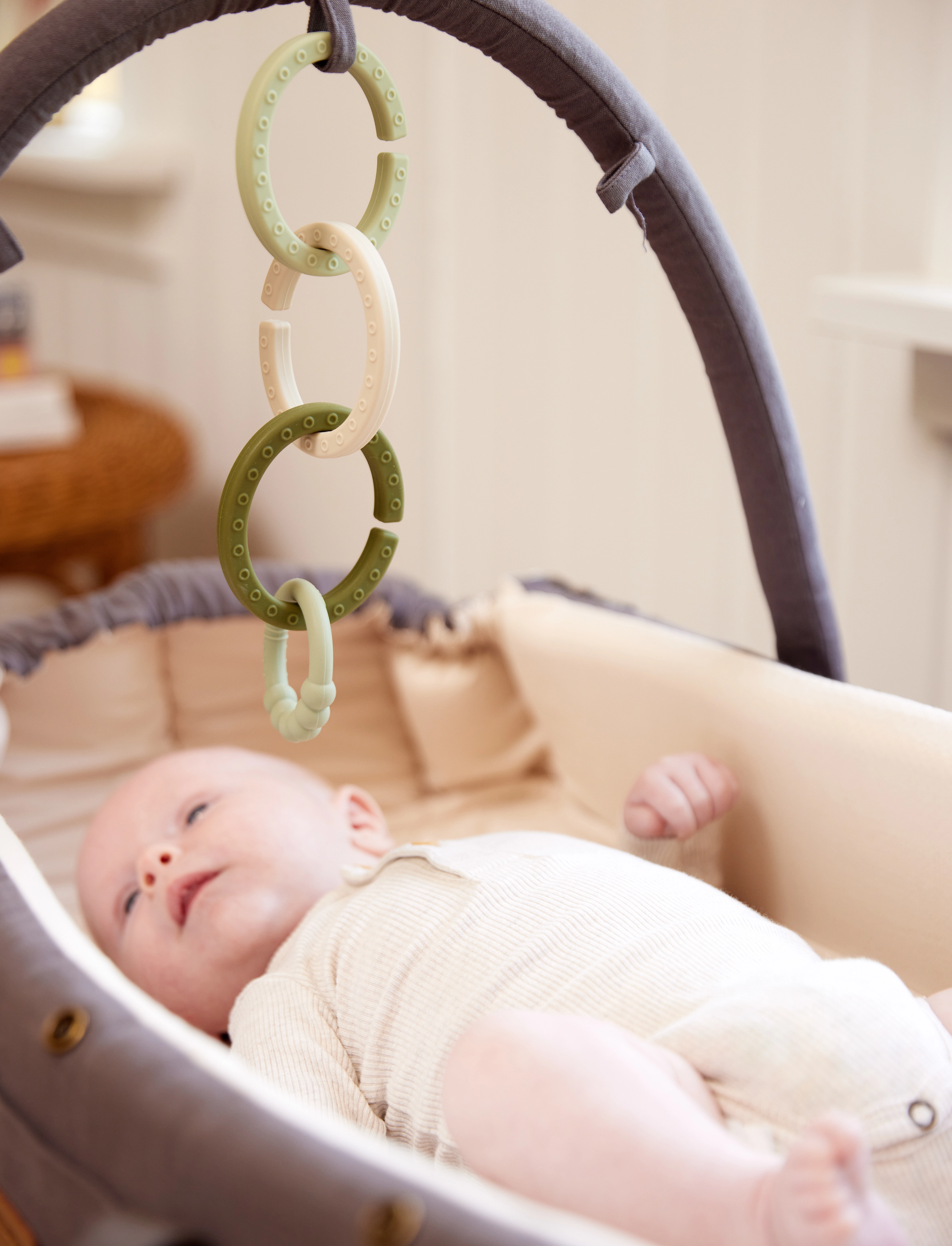 Filibabba Ophængsringe I Silikone Greens, One Size, Strollers & Accessories, Mehrfarbig/gemustert - Stroller Spielzeug, Kinder