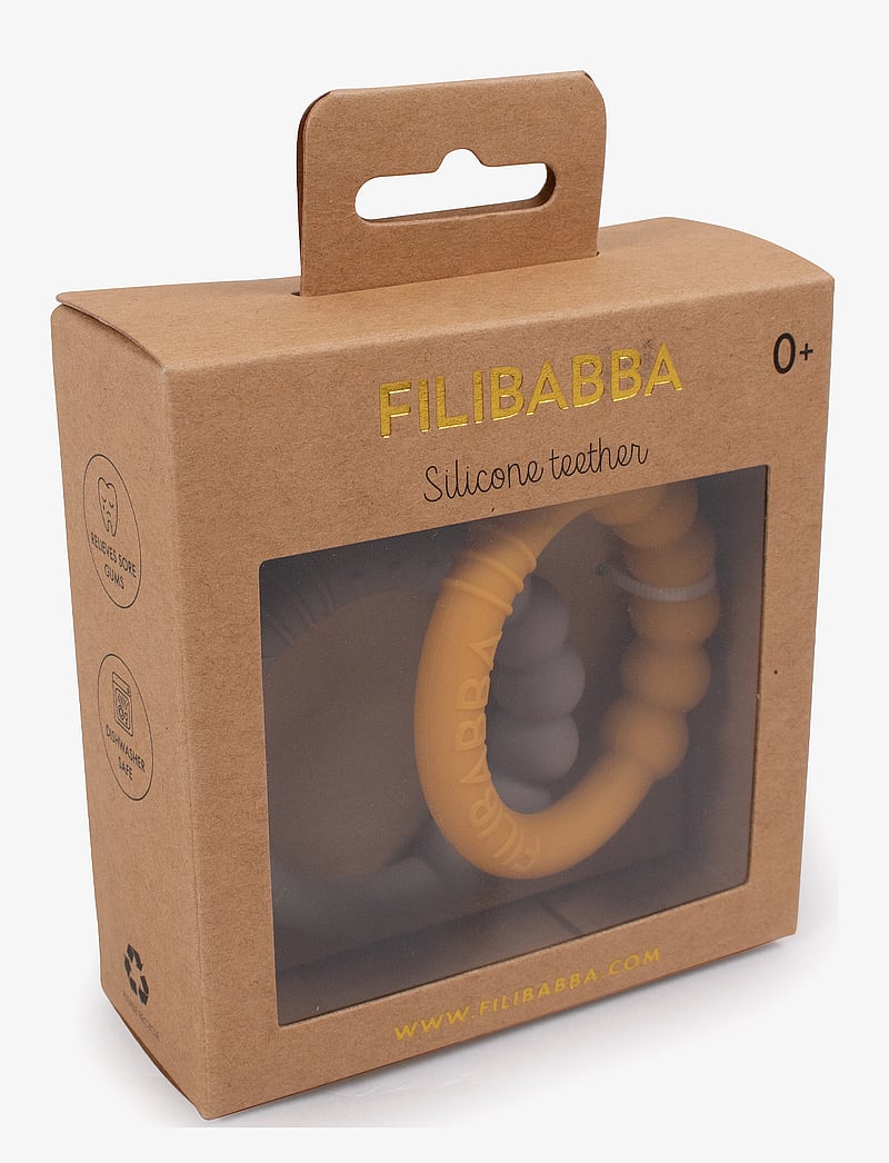 Filibabba - Bidering i silikone 2-pak - Warm Grey + Honey Gold - multi coloured - 2
