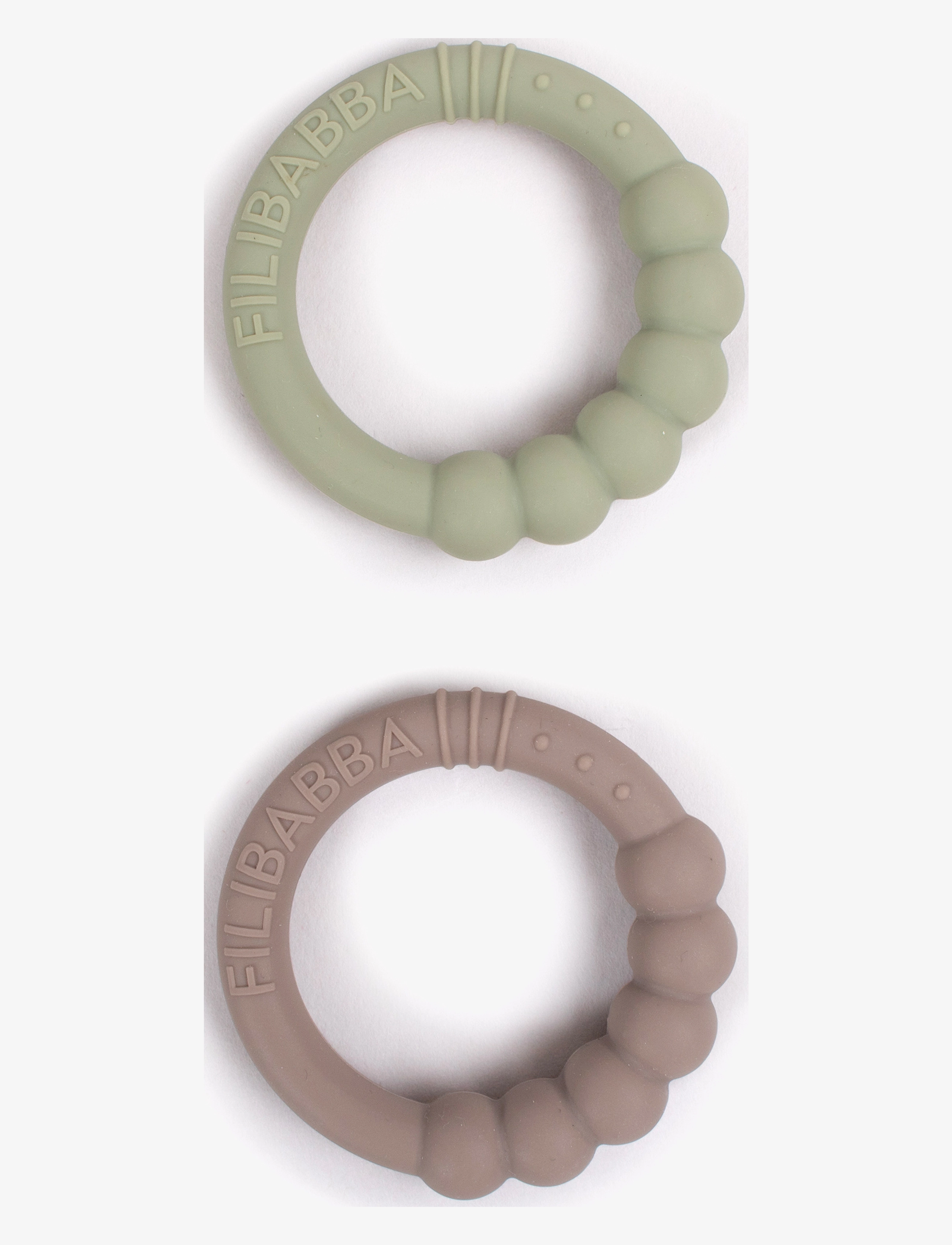 Filibabba Bidering i silikone 2-pak - Warm Grey + Oil Green - Bitleksaker - MULTI COLOURED / multi