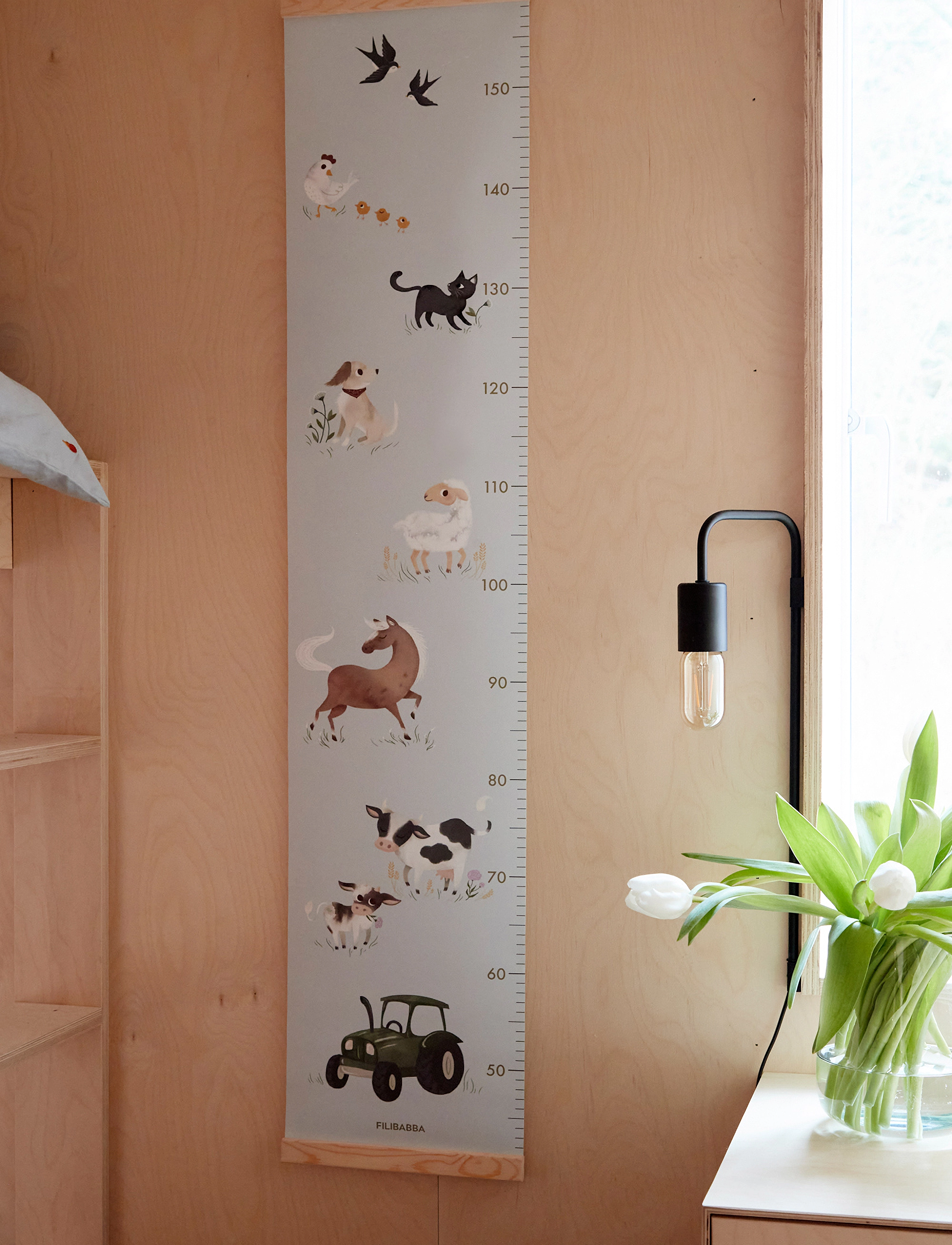 Filibabba Højdemåler Bondegårdsdyr, One Size, Wall Stickers, Mehrfarbig/gemustert - Growth Chart, Kinder