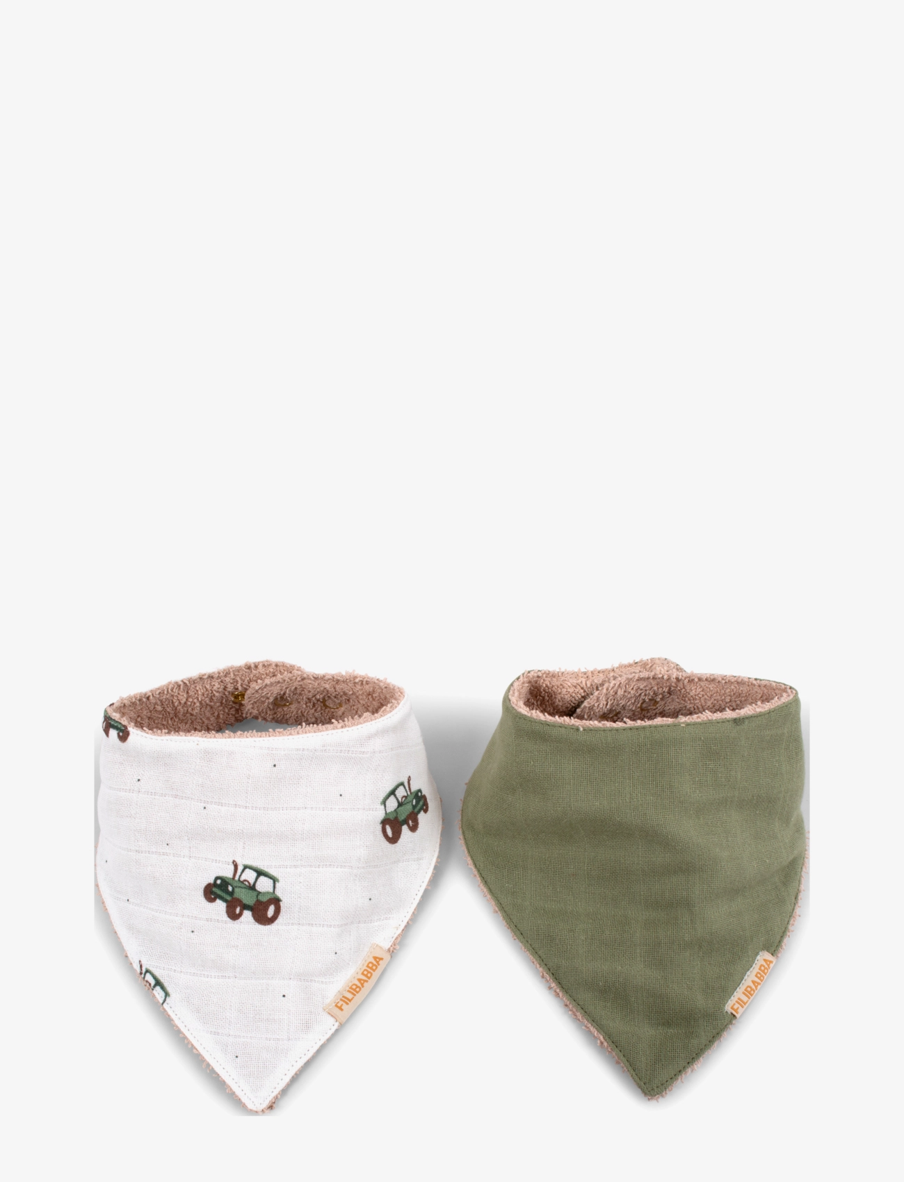 Filibabba Bandana Bib 2-Pack Tractor, Traktor Bandana Savlesmæk, Multi/mønstret, Str: ONE SIZE