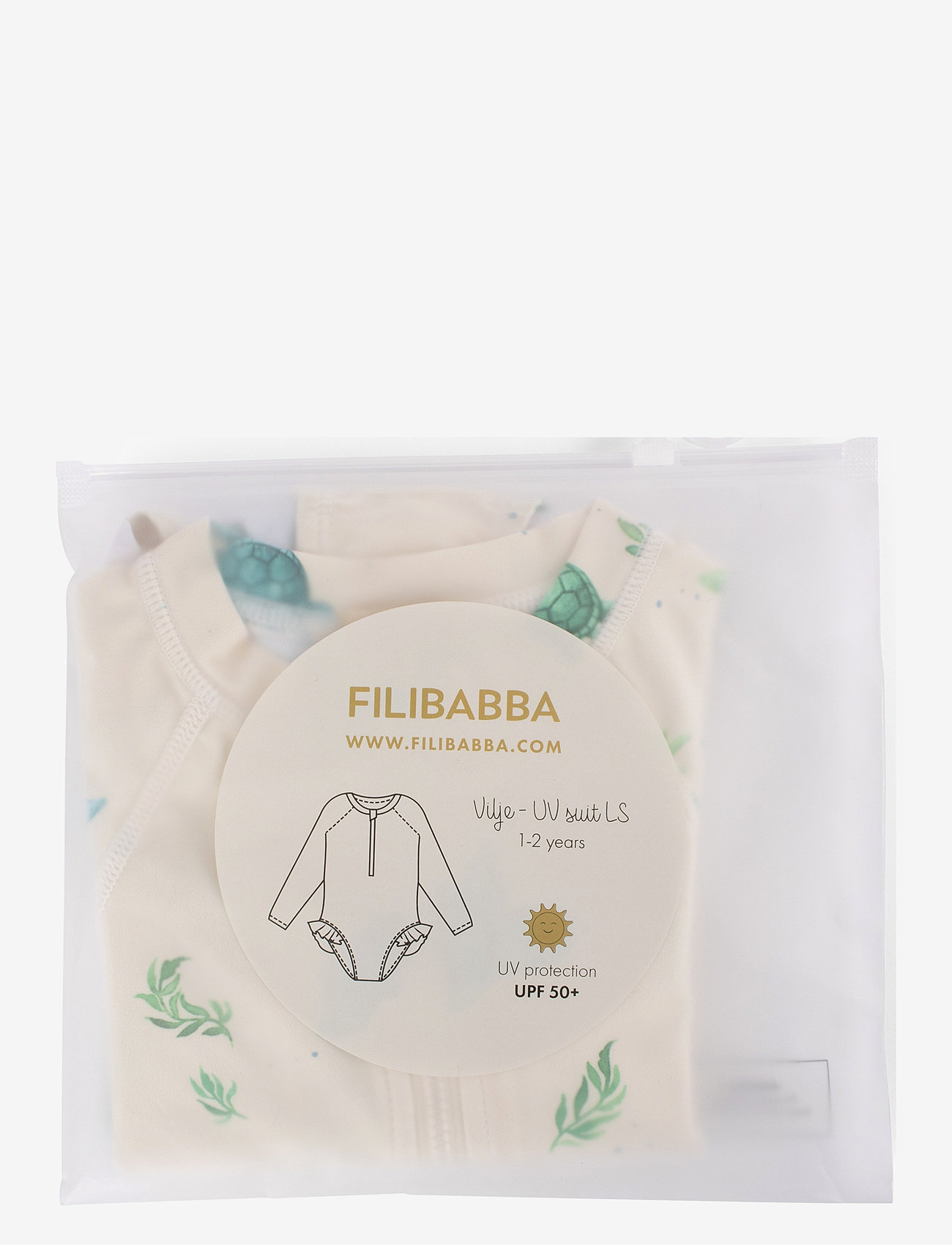 Filibabba - Vilje – UV-dragt LS 1-2 år – First Swim - badedragter - beige - 3