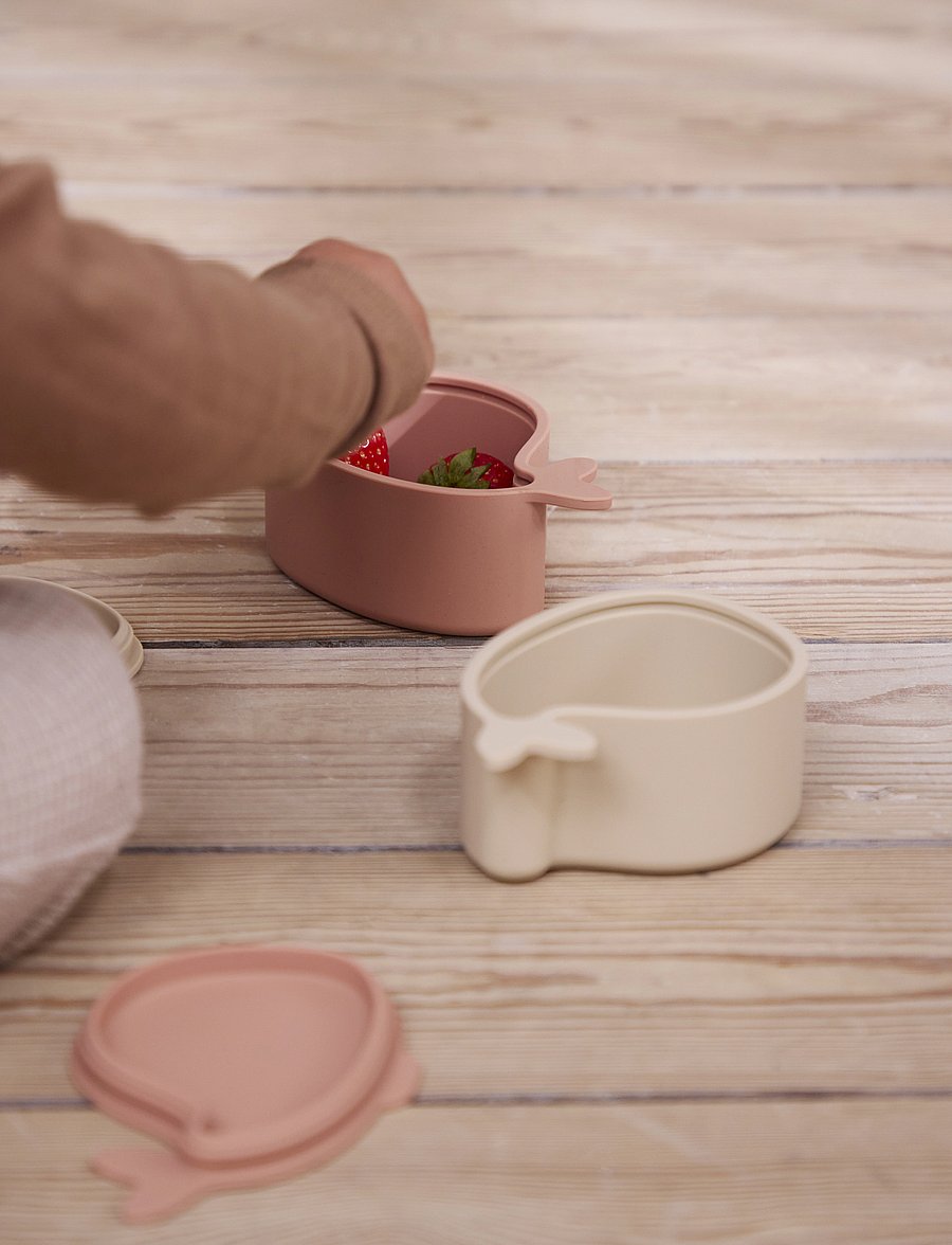 Filibabba - Sæt med 2 små snackbokse - Hvalen Christian - Blush - lõunasöögikarbid - pink - 0