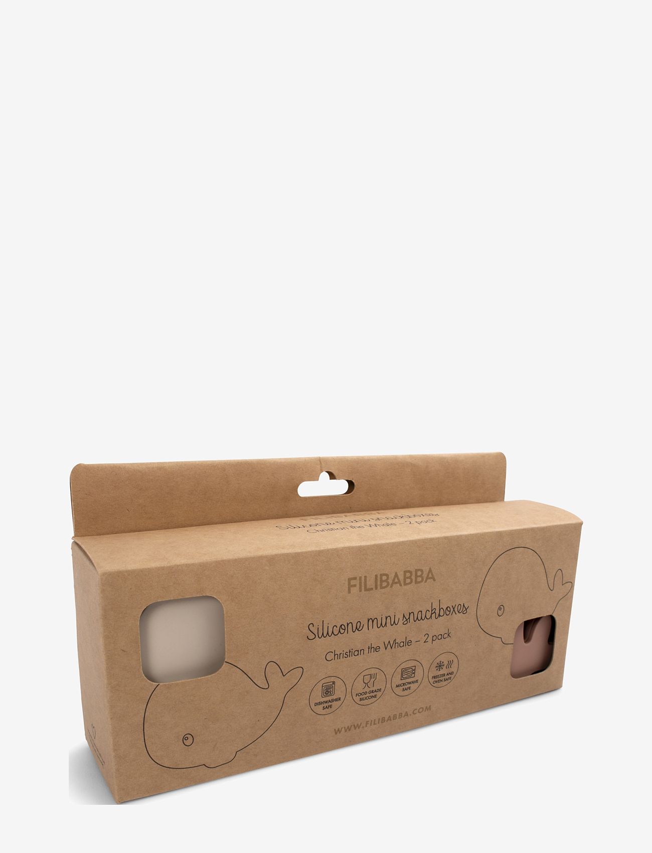 Filibabba - Sæt med 2 små snackbokse - Hvalen Christian - Blush - pink - 3