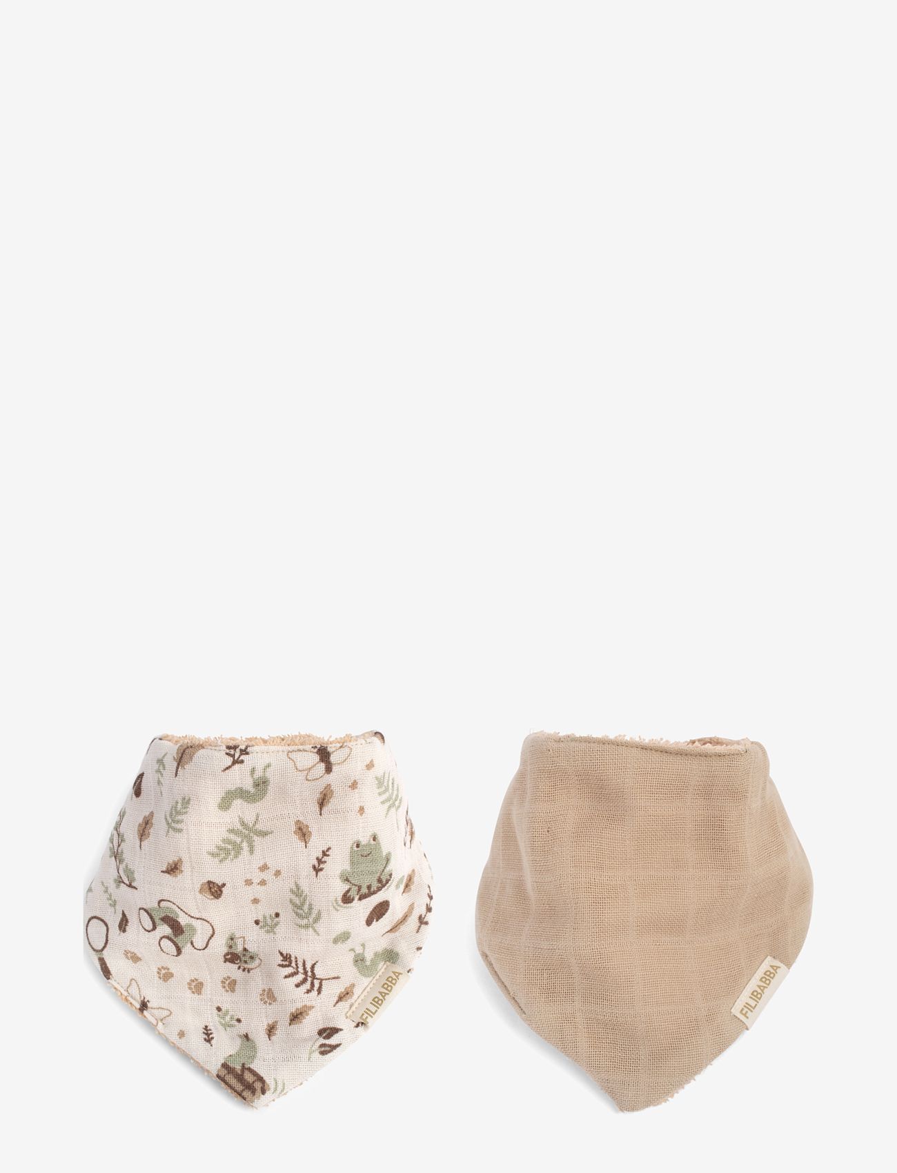 Filibabba - Bandana bib 2 pack GOTS - Little Wonders + Warm Grey - hagesmækker - beige - 1