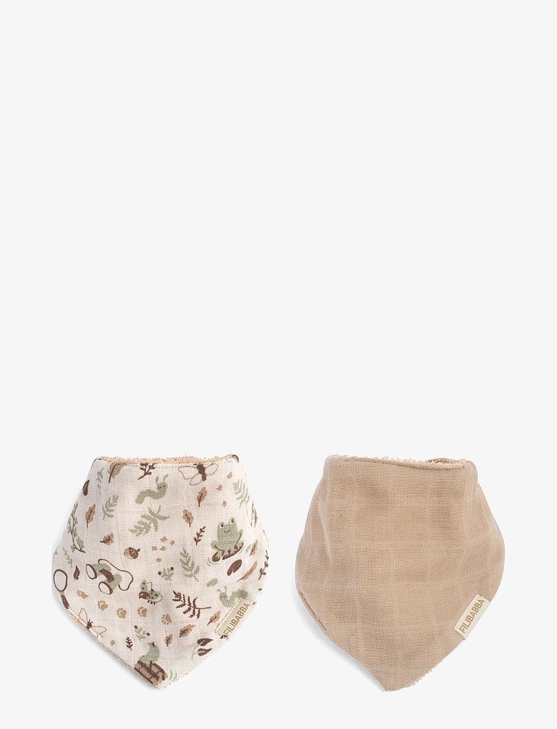 Filibabba - Bandana bib 2 pack GOTS - Little Wonders + Warm Grey - pudipõlled - beige - 1