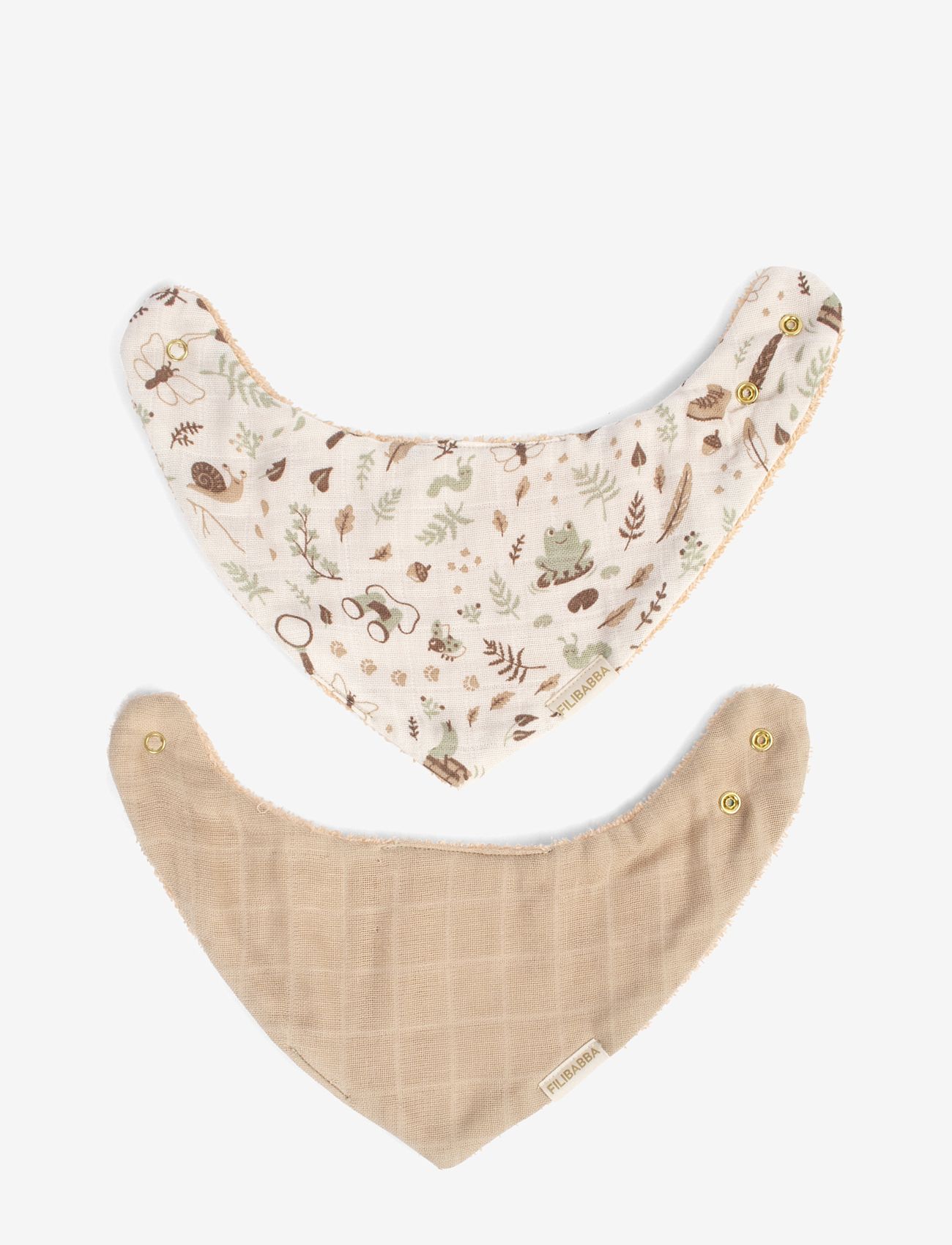 Filibabba - Bandana bib 2 pack GOTS - Little Wonders + Warm Grey - hagesmækker - beige - 3