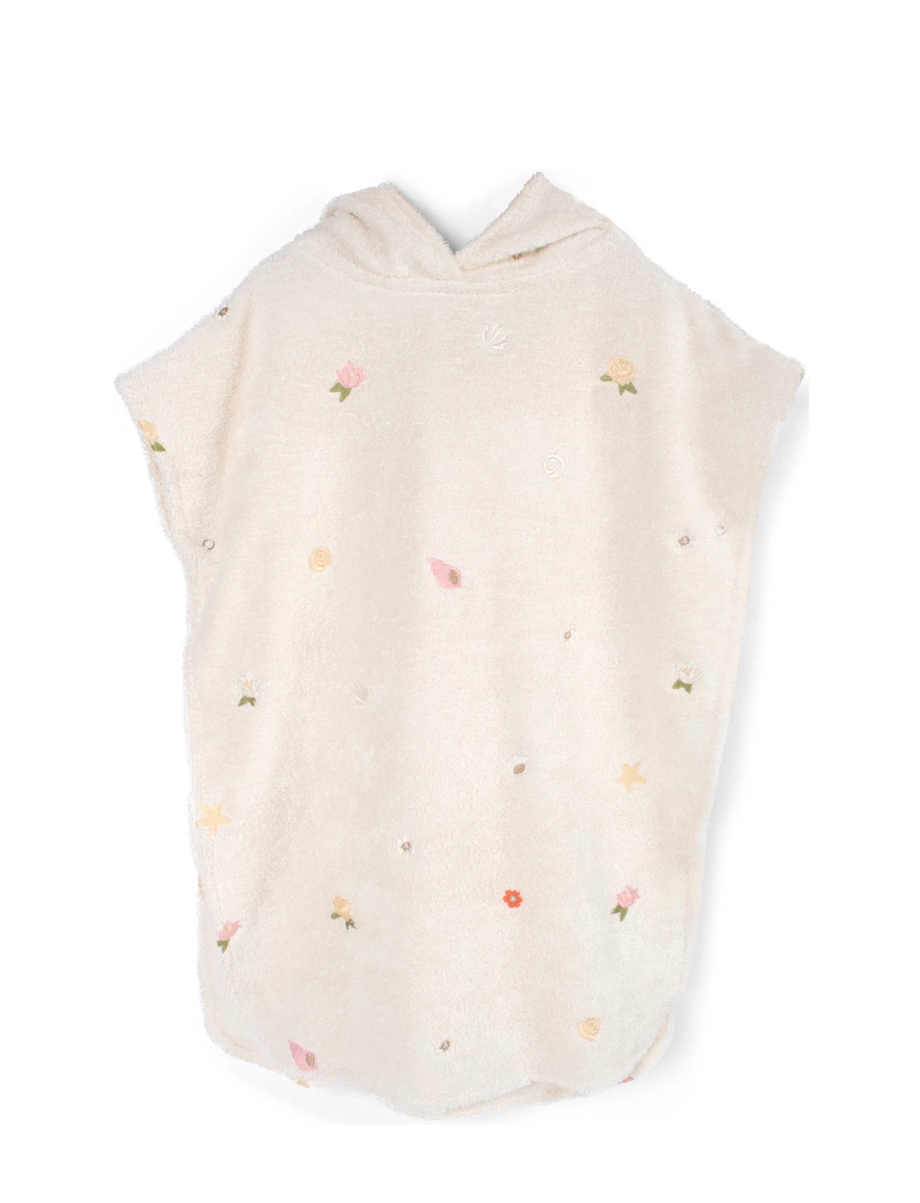 Filibabba Embroidered Beach Poncho Gots Ocean Blossom, Bath Poncho, Creme, Str: ONE SIZE