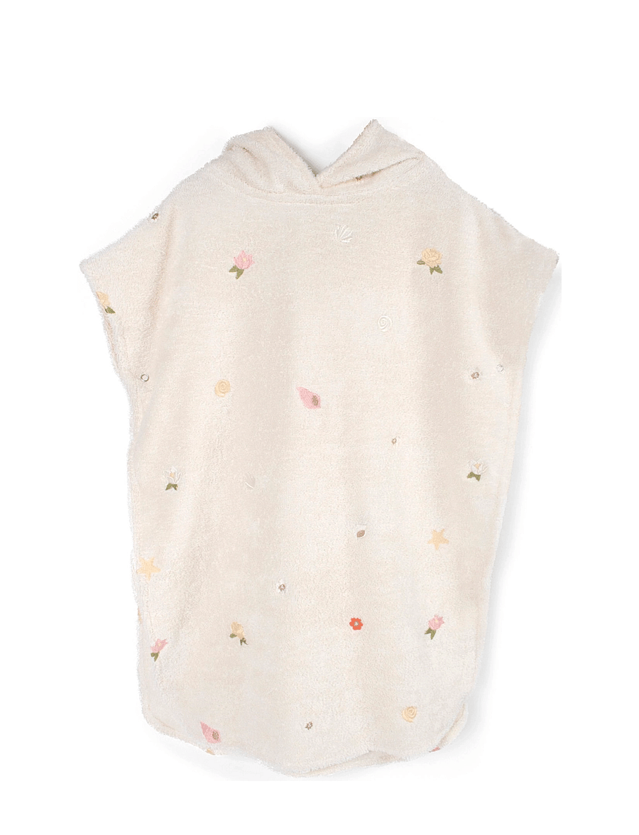 Filibabba - Embroidered beach poncho GOTS - Ocean Blossom - bademäntel - white - 1