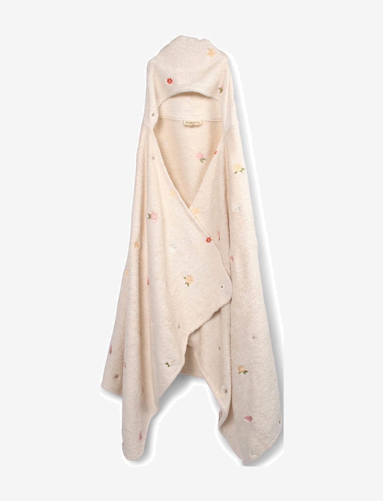 Filibabba - Embroidered hooded towel GOTS - Ocean Blossom - bademäntel - white - 1