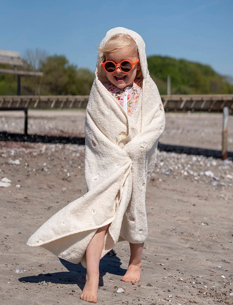 Filibabba - Embroidered hooded towel GOTS - Ocean Blossom - bademäntel - white - 0