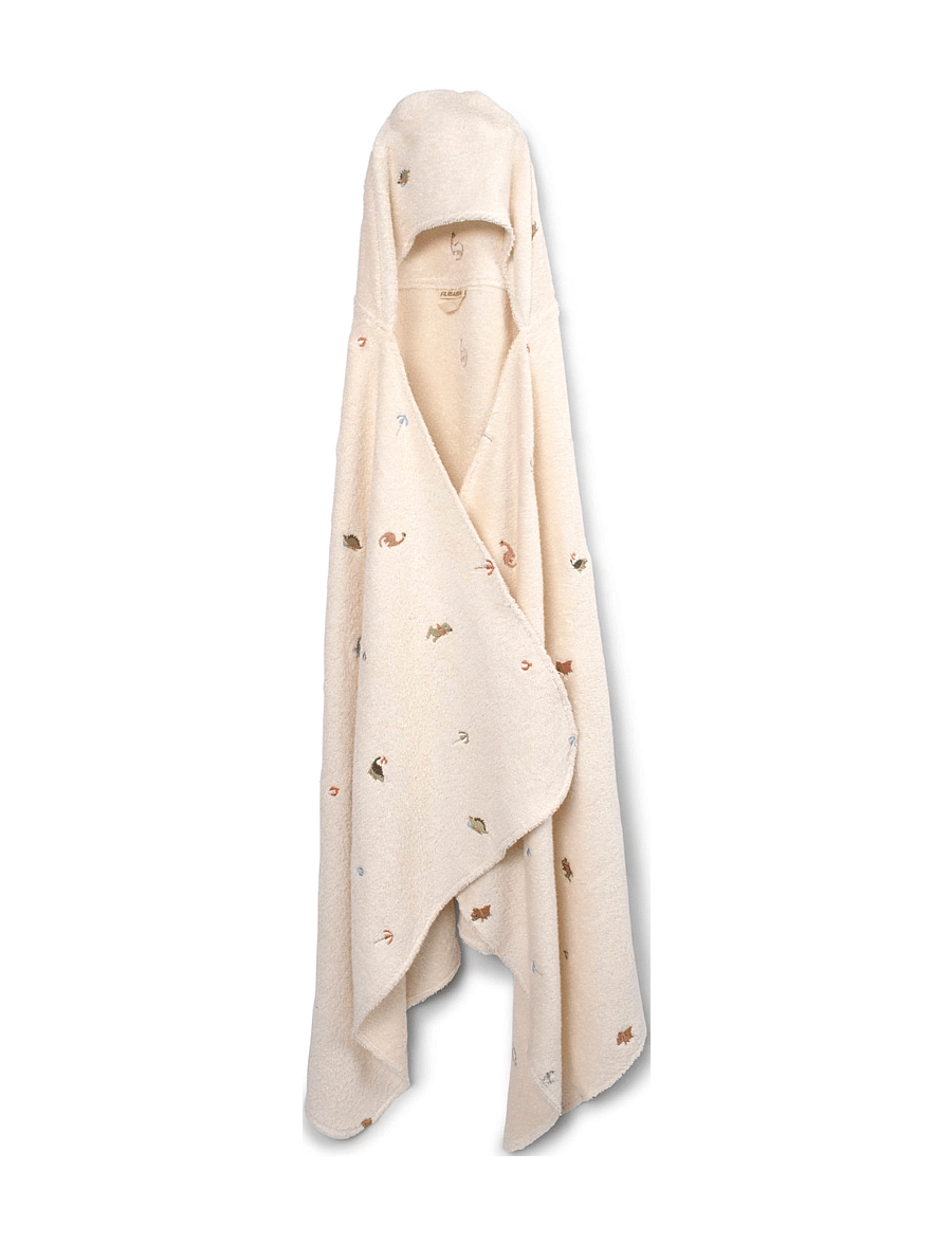 Filibabba - Embroidered hooded towel GOTS - Dino Beach - white - 1