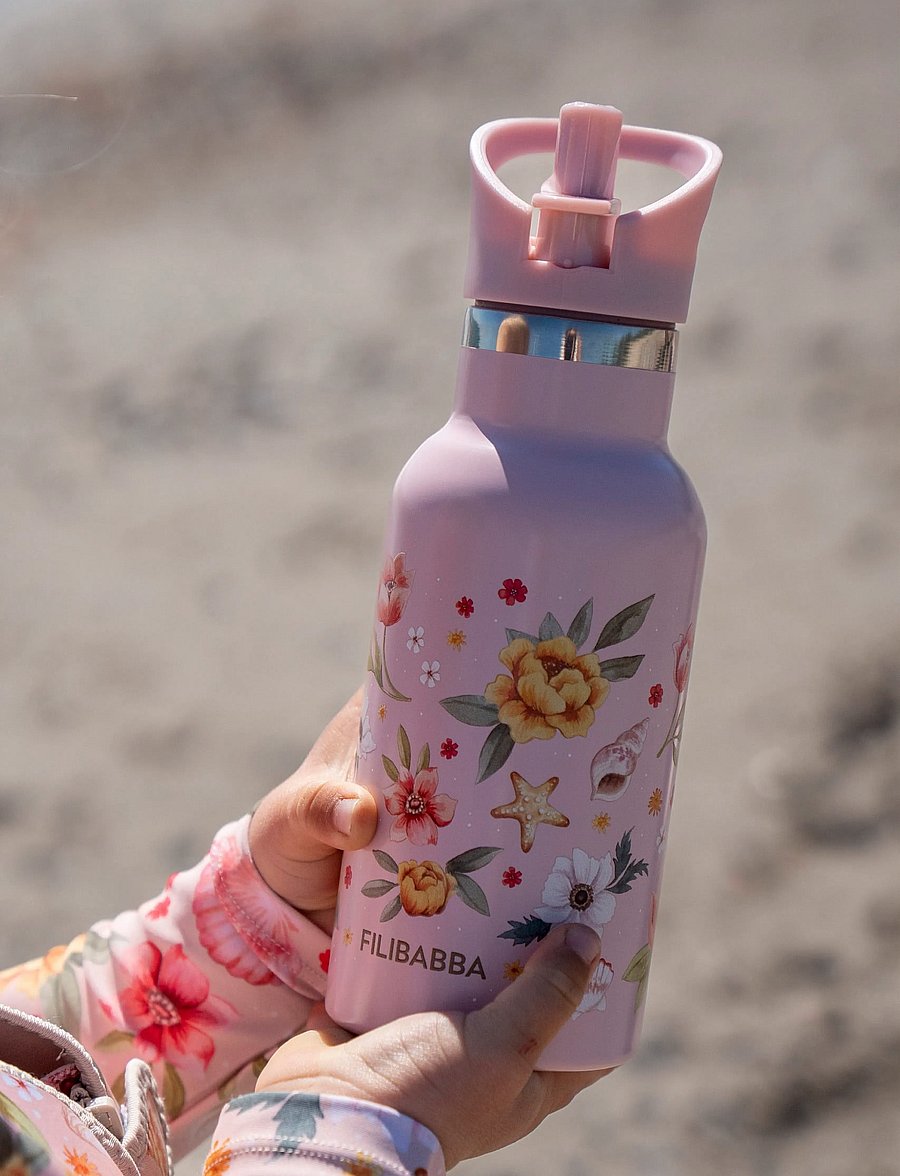 Filibabba - Stainless steel water bottle - Ocean Blossom - rose - 4