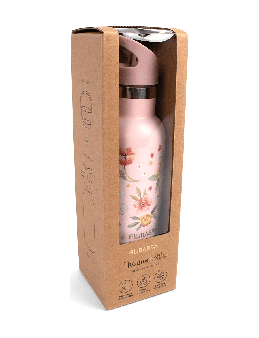 Filibabba - Stainless steel water bottle - Ocean Blossom - rose - 3