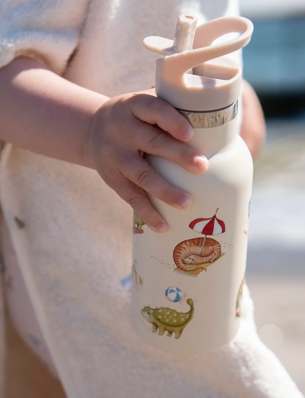 Filibabba - Stainless steel water bottle - Dino Beach - beige - 0