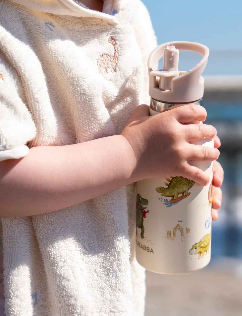 Filibabba - Stainless steel water bottle - Dino Beach - beige - 4