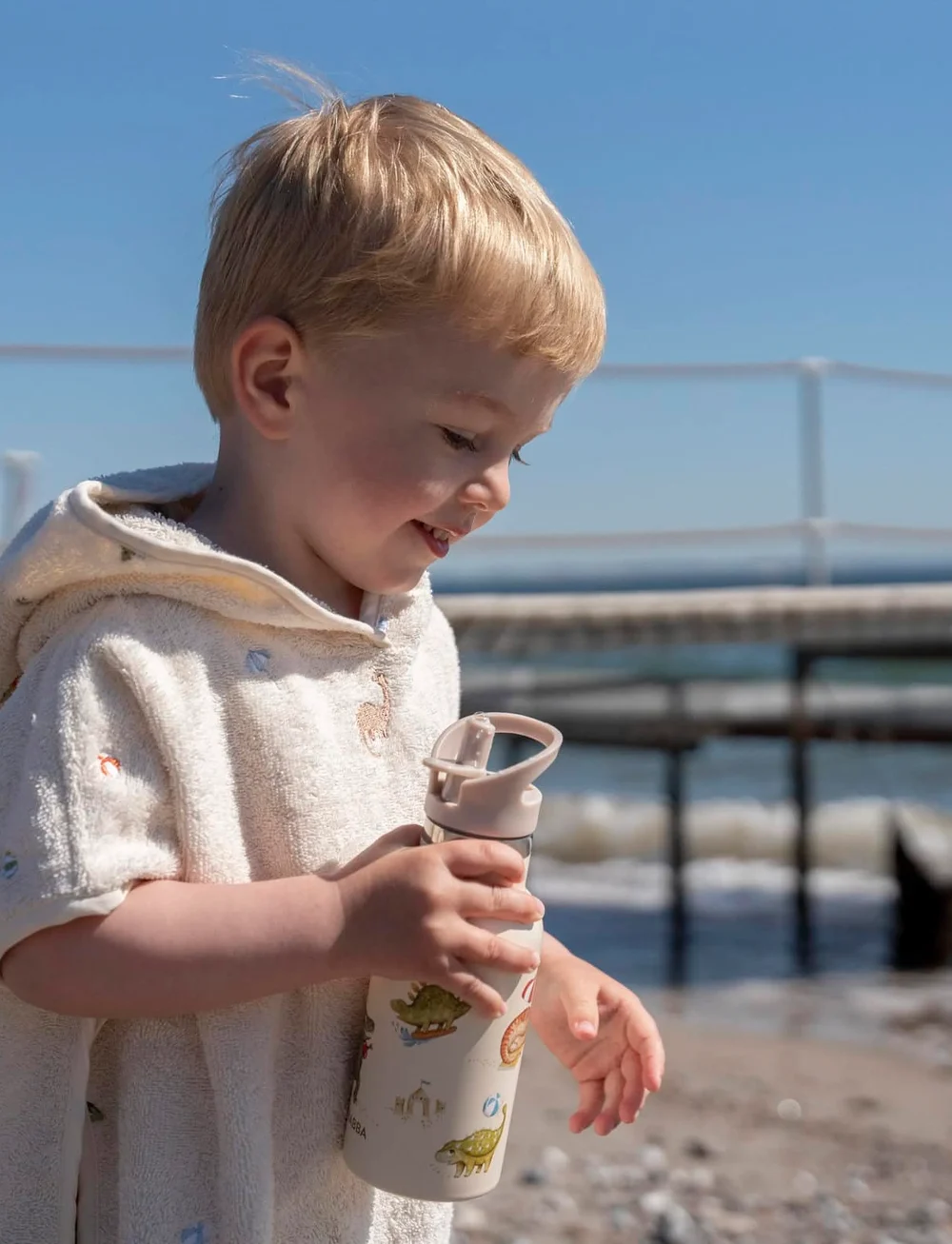 Filibabba - Stainless steel water bottle - Dino Beach - beige - 5