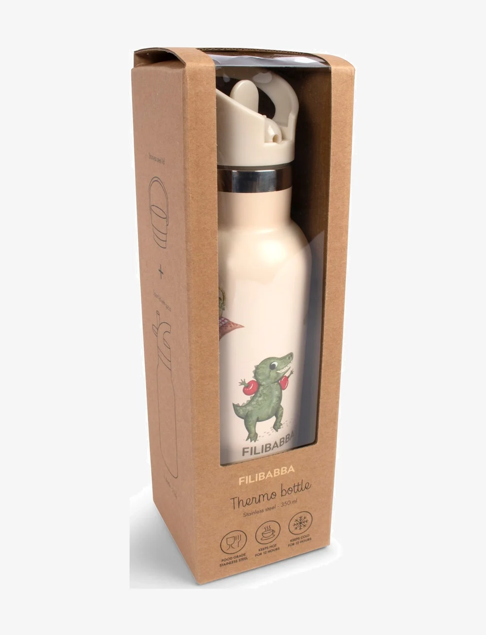 Filibabba - Stainless steel water bottle - Dino Beach - beige - 3