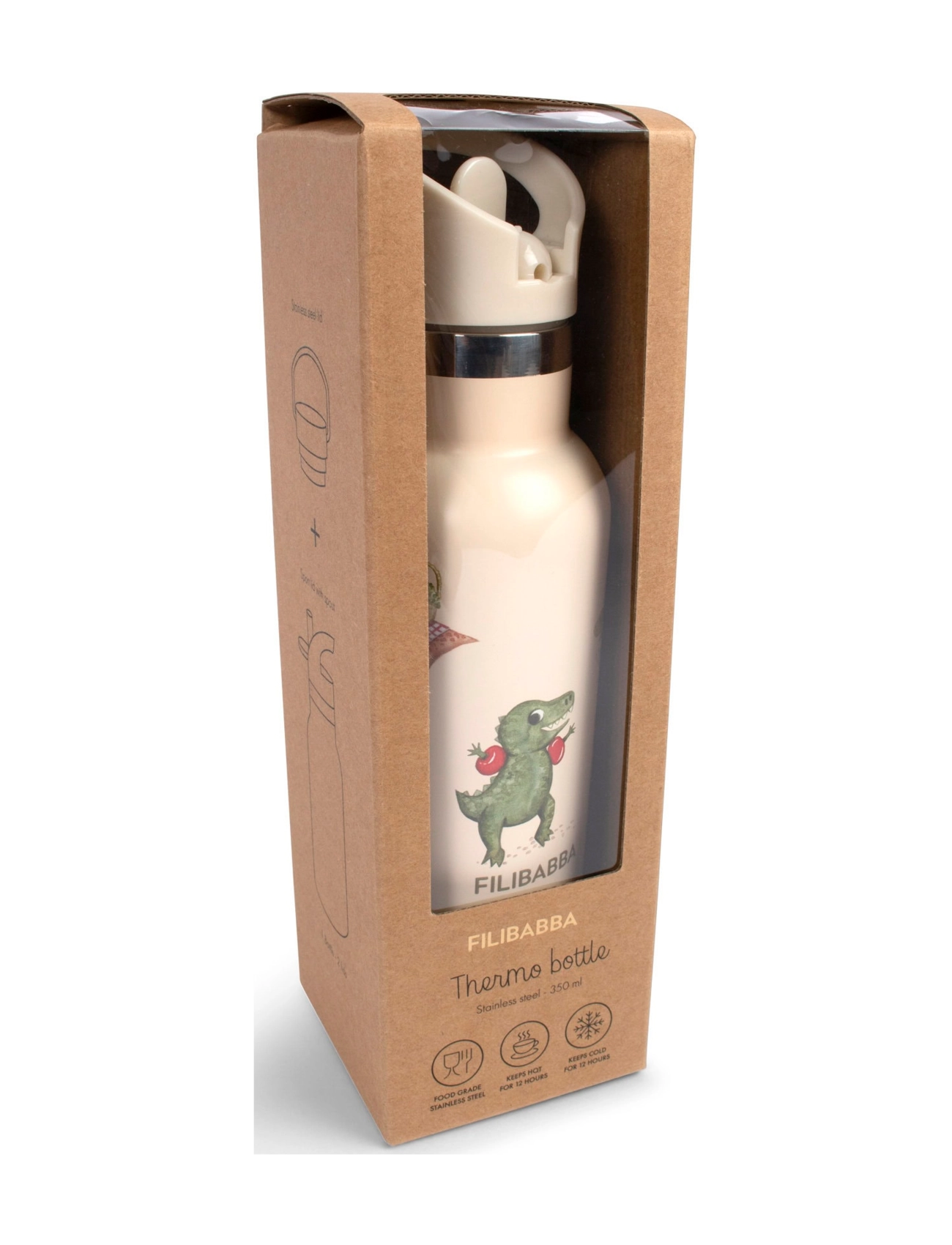 Filibabba - Stainless steel water bottle - Dino Beach - beige - 3