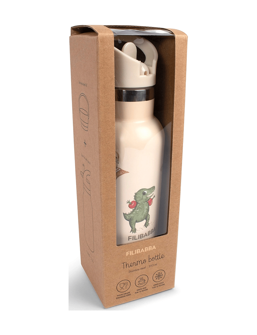 Filibabba - Stainless steel water bottle - Dino Beach - beige - 3