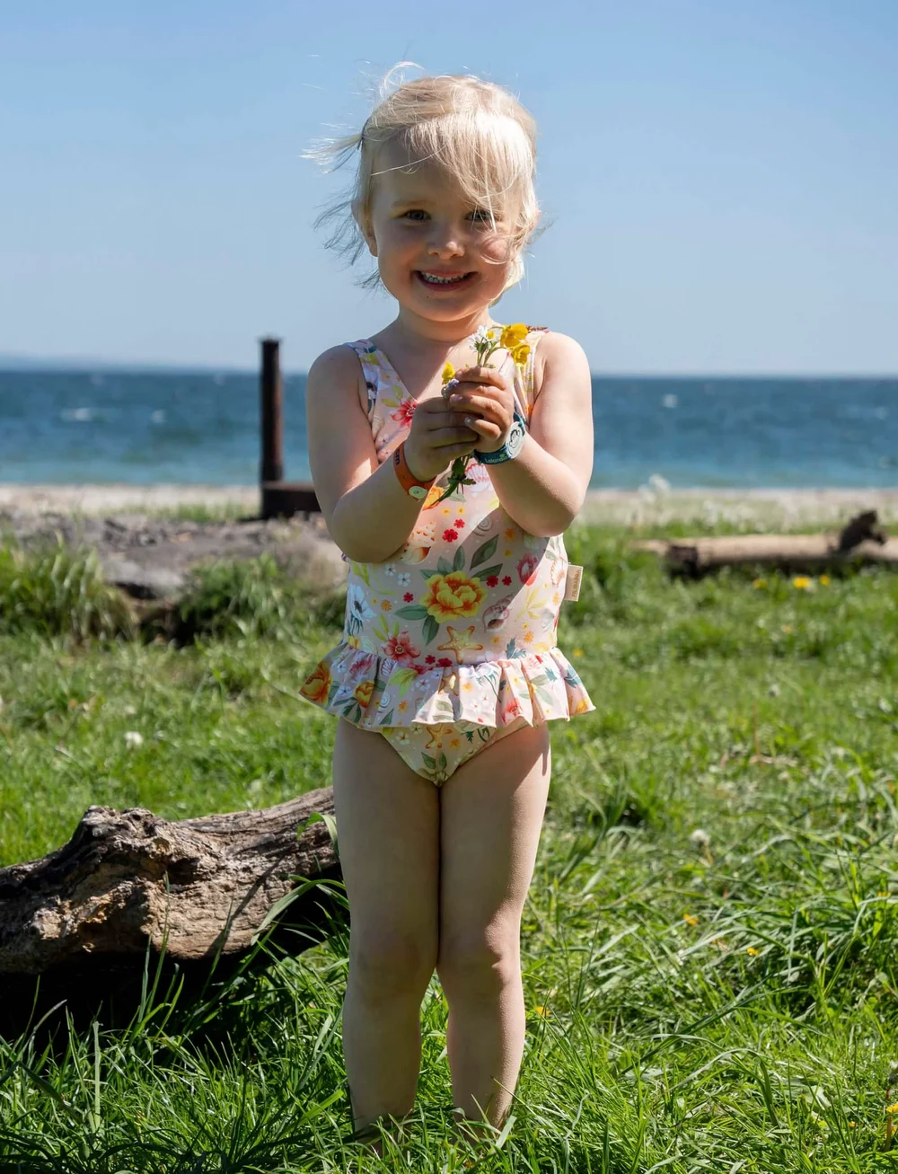 Filibabba - Eva – Badedragt 1-2 år – Ocean Blossom - baddräkter - pink - 4