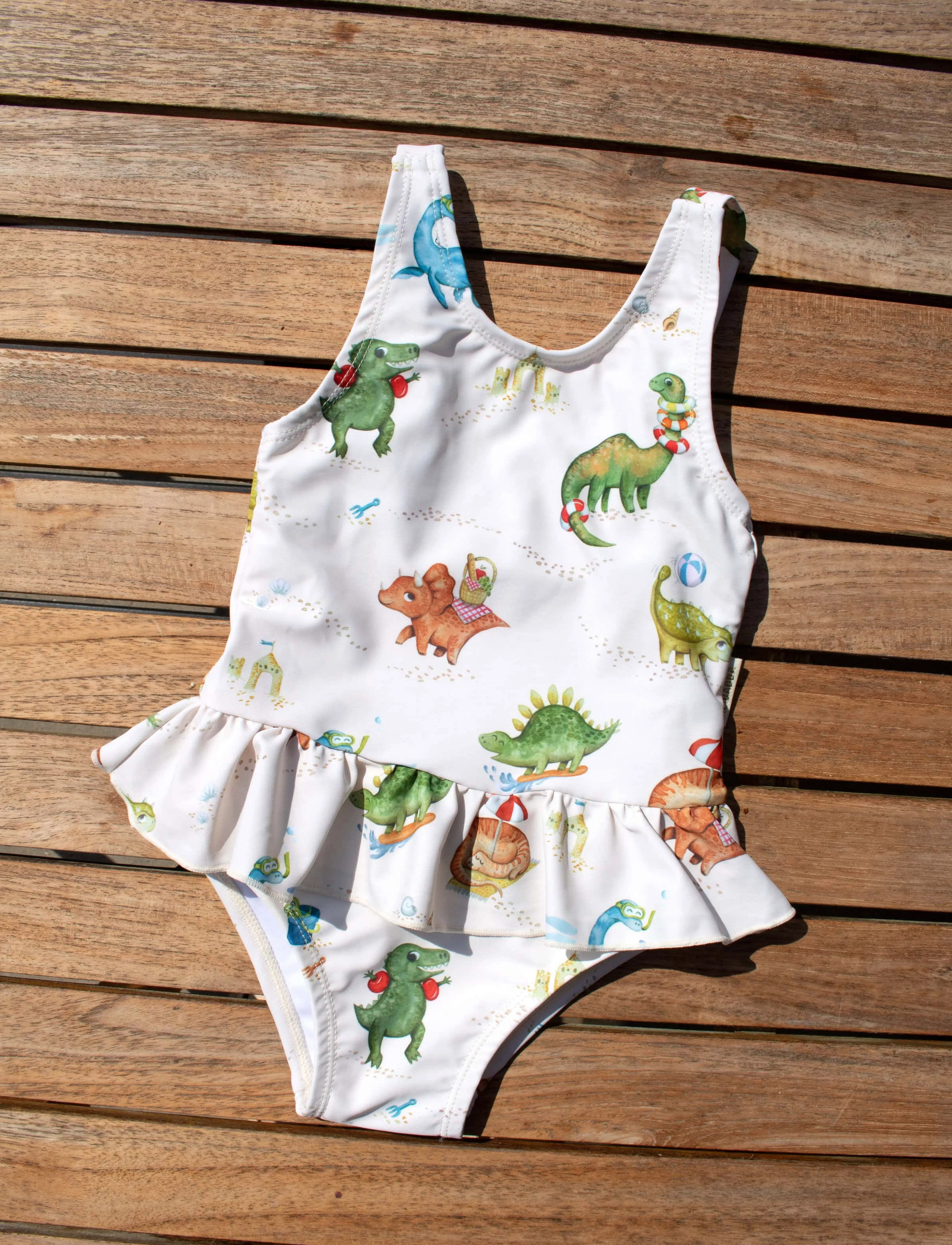 Filibabba Eva – Badedragt 1-2 År Dino Beach, 1-2Y, Bademode, Creme - Swimsuits, Kinder