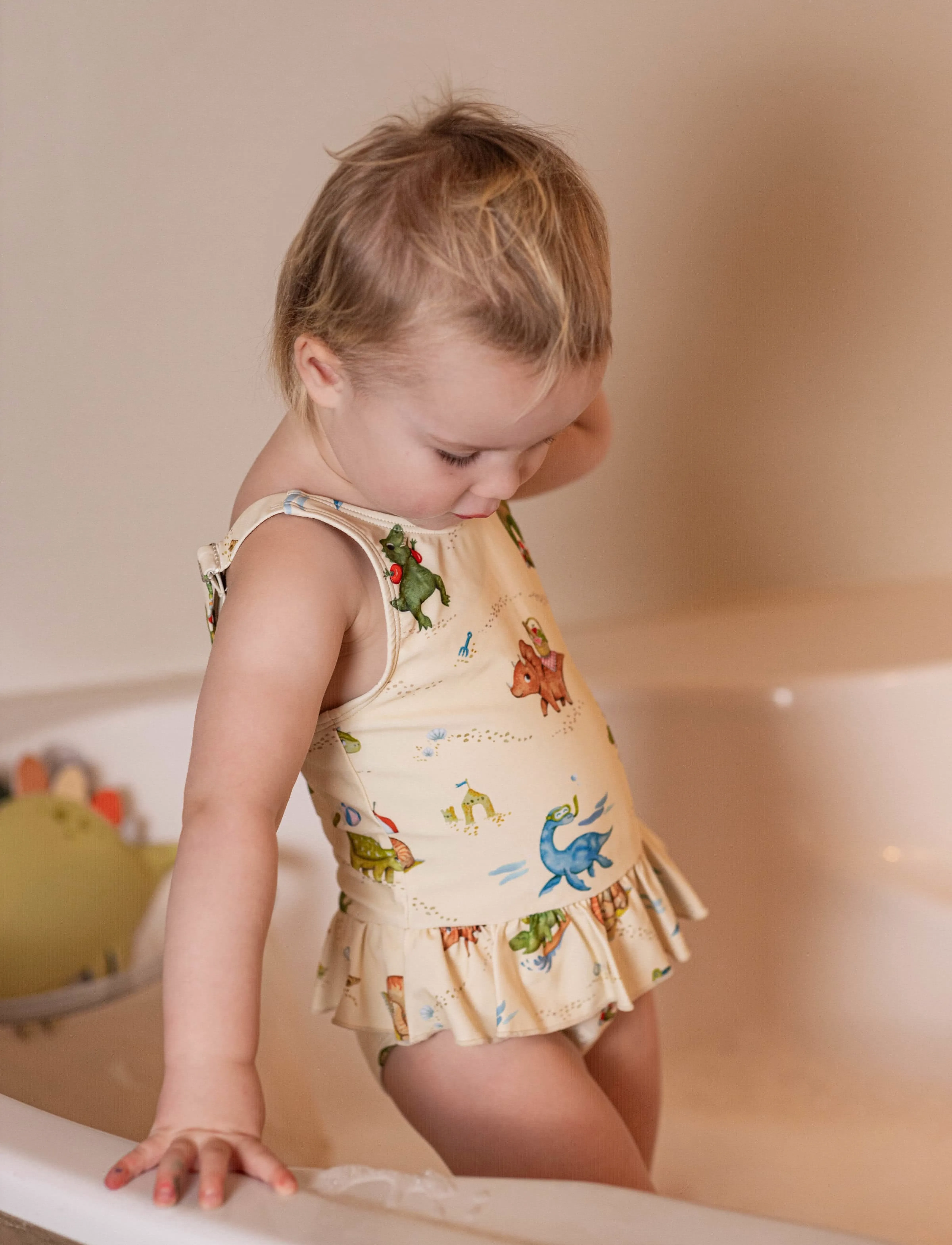 Filibabba - Eva – Badedragt 1-2 år – Dino Beach - ujumistrikood - beige - 4