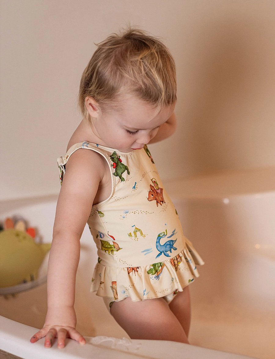 Filibabba - Eva – Badedragt 1-2 år – Dino Beach - ujumistrikood - beige - 4