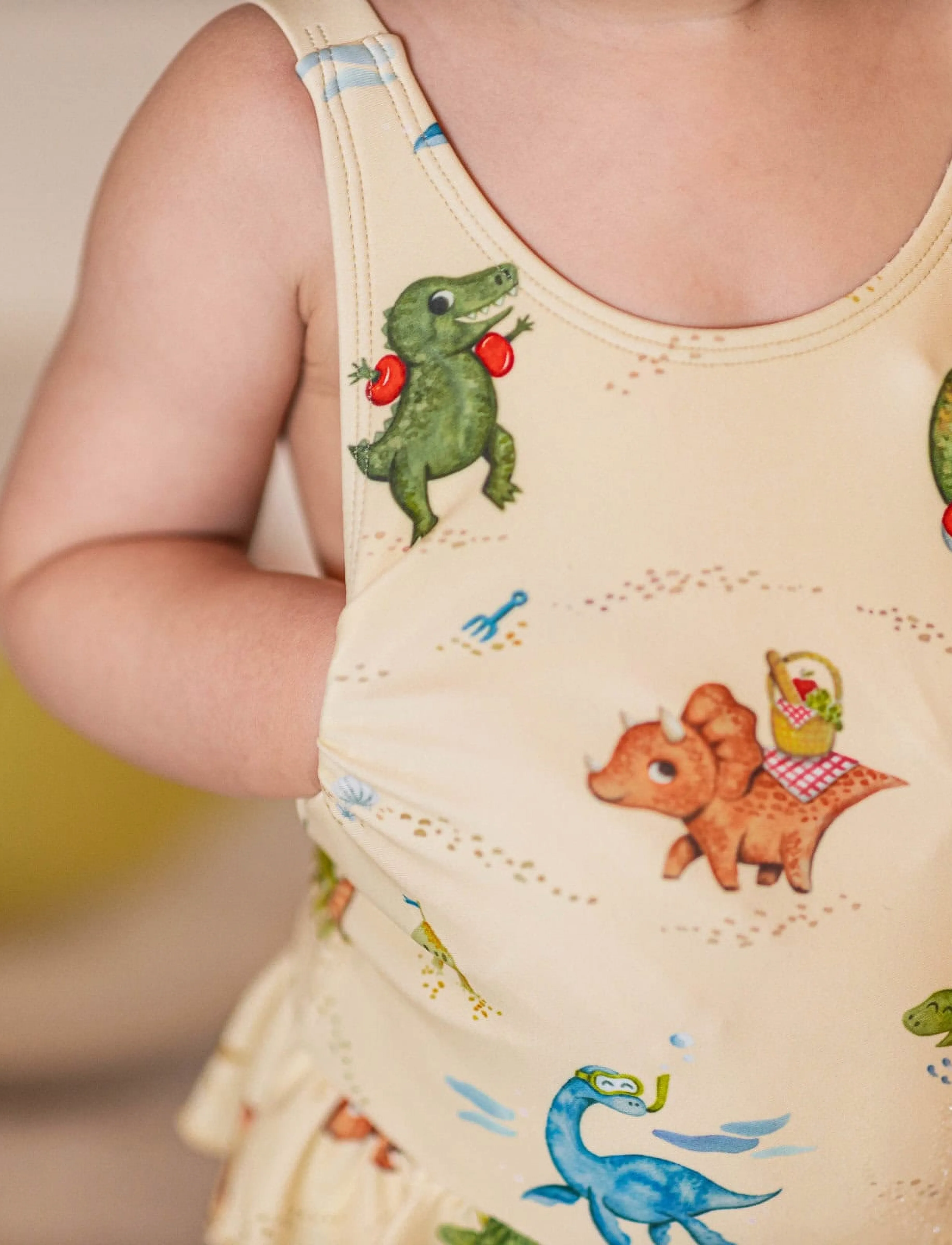 Filibabba - Eva – Badedragt 1-2 år – Dino Beach - ujumistrikood - beige - 5