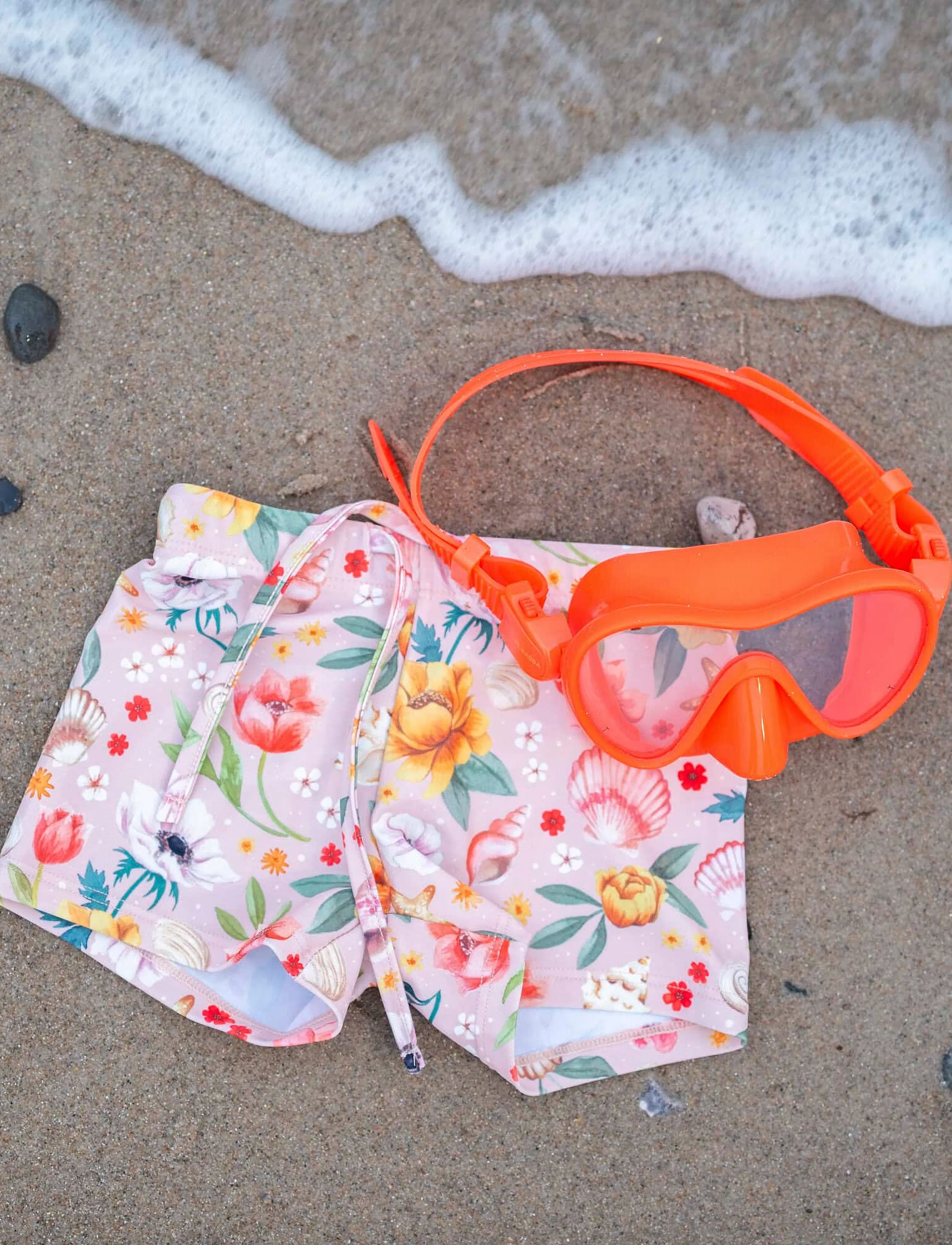 Filibabba Orla – Badeshorts 1-2 År – Ocean Blossom, 1-2Y, Pink, Badetøj > Badeshorts, Børn