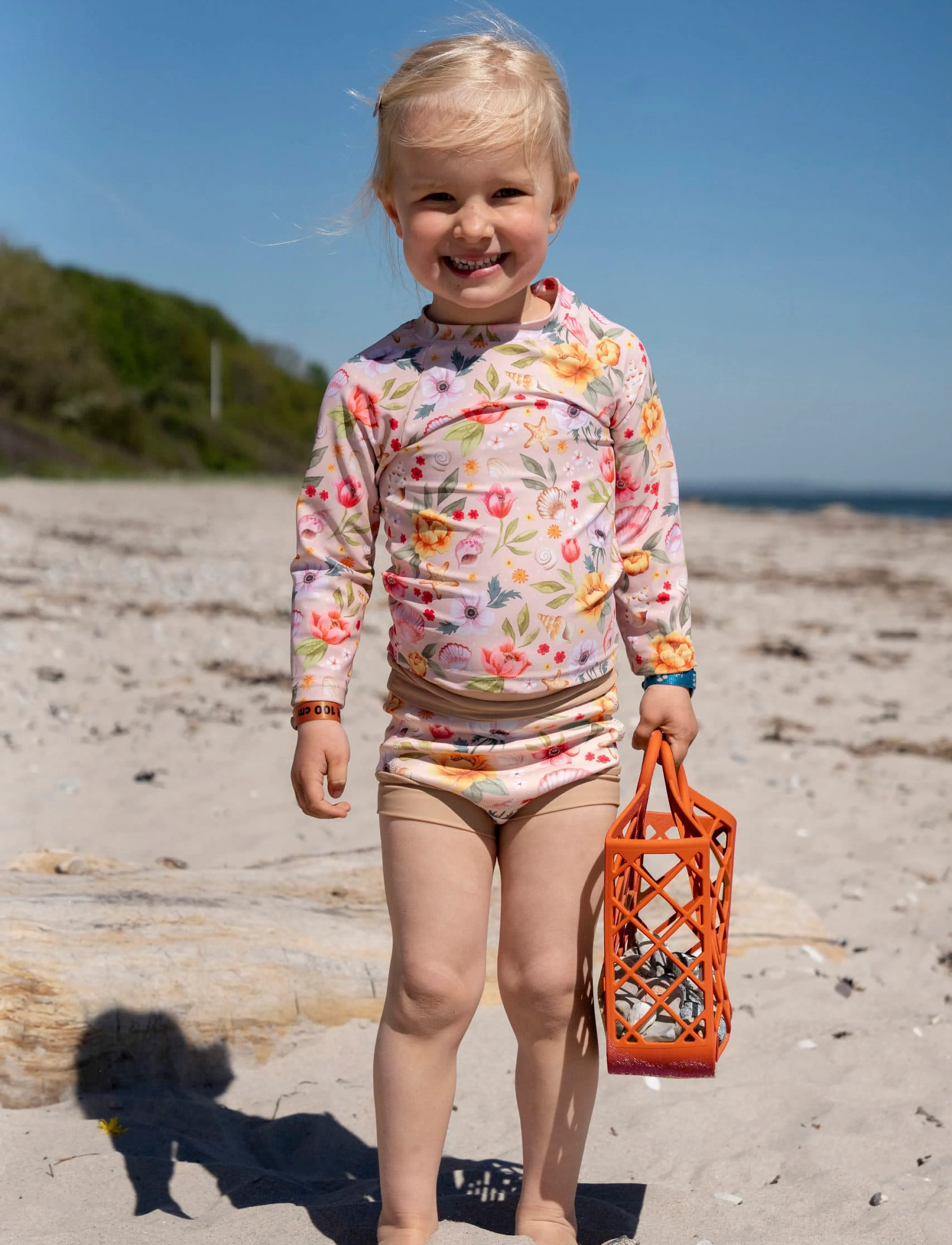 Filibabba Lucca – Blebadebukser 1-2 år – Ocean Blossom - Badblöjor - PINK / pink/rose