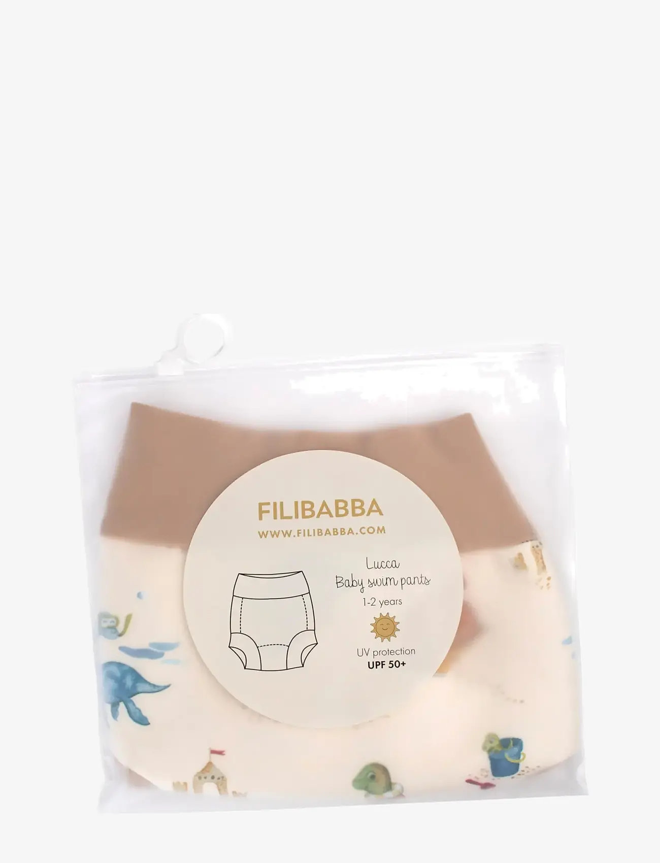 Filibabba - Lucca – Blebadebukser 1-2 år – Dino Beach - beige - 3