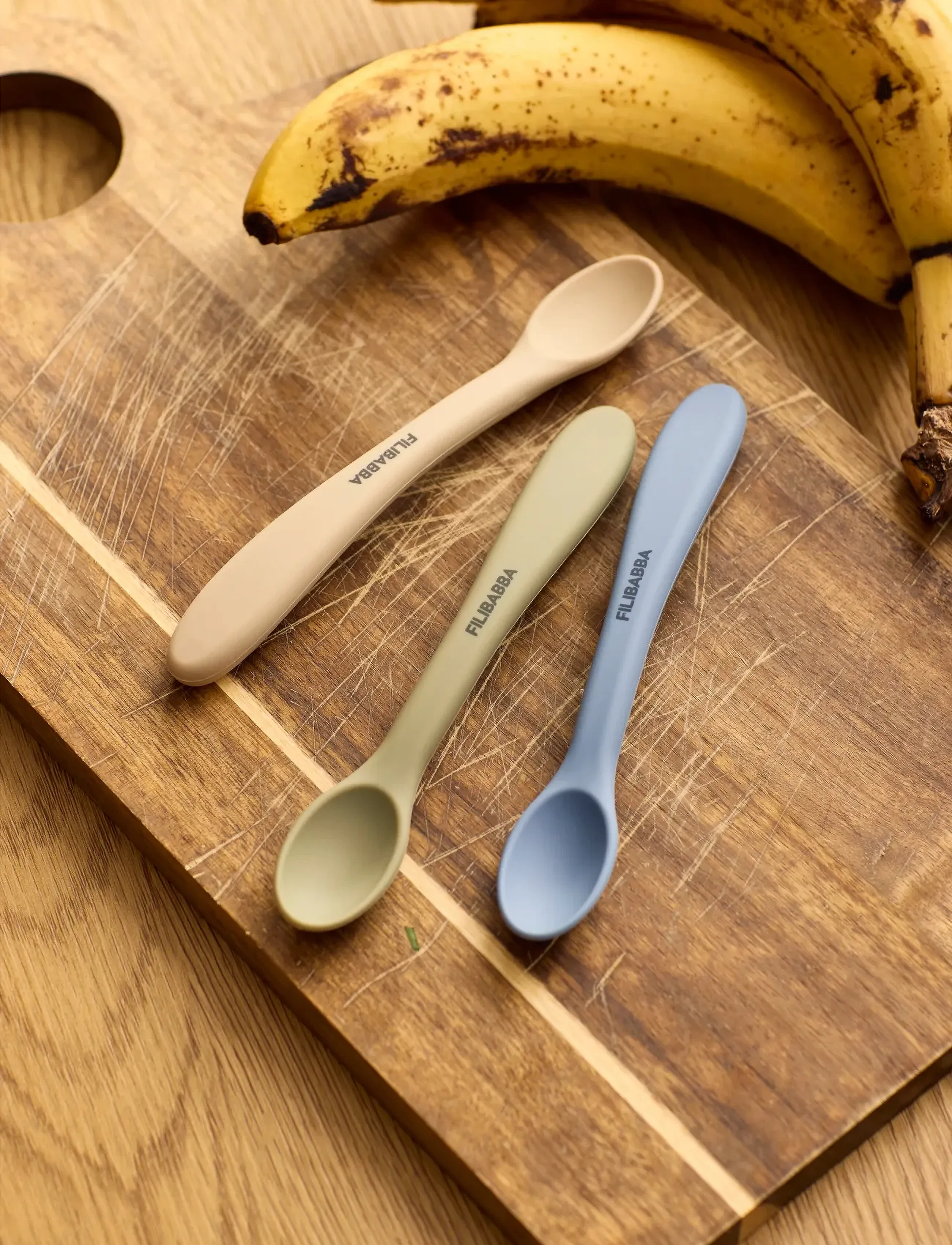Filibabba Silicone Feeding Spoons 3-Pack Ocean Mix, One Size, Meal Time, Mehrfarbig/gemustert - Cutlery, Kinder