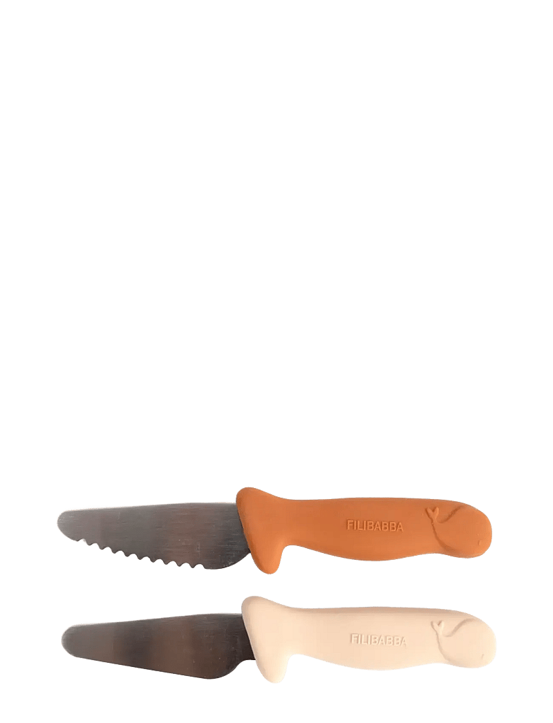 Filibabba - Beginner's cutting knives 2-pack - Pumpkin + Offwhite - besteck - multi coloured - 1