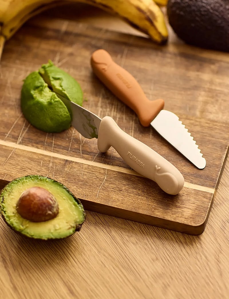 Filibabba - Beginner's cutting knives 2-pack - Pumpkin + Offwhite - besteck - multi coloured - 0