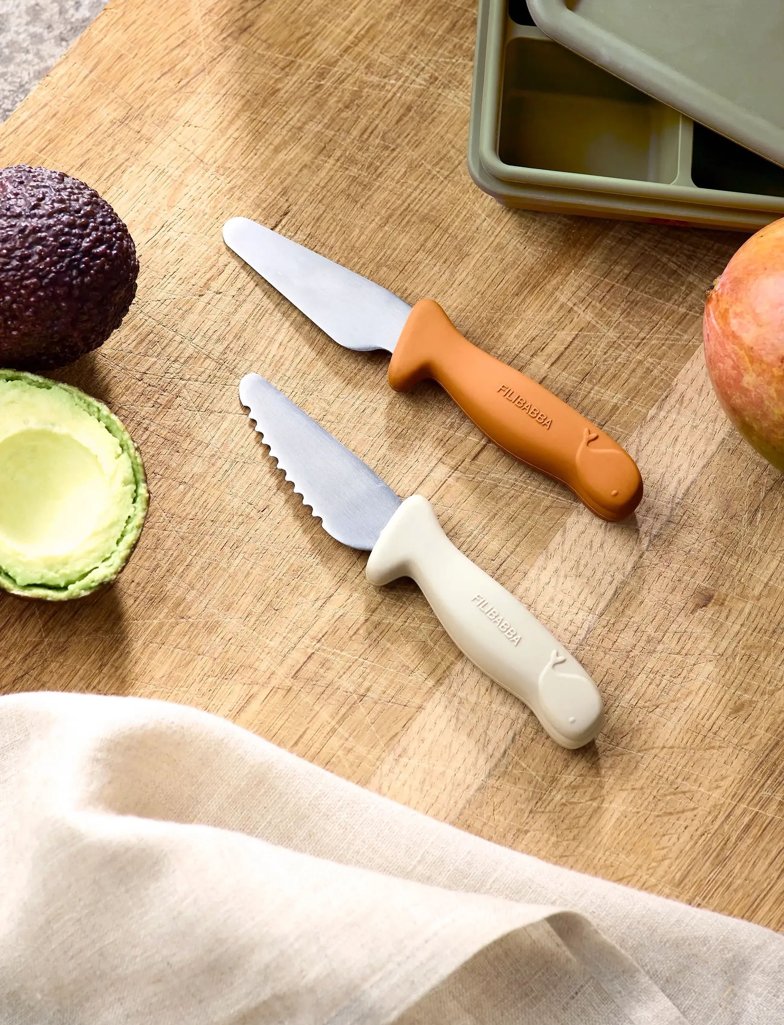 Filibabba - Beginner's cutting knives 2-pack - Pumpkin + Offwhite - couverts - multi coloured - 3