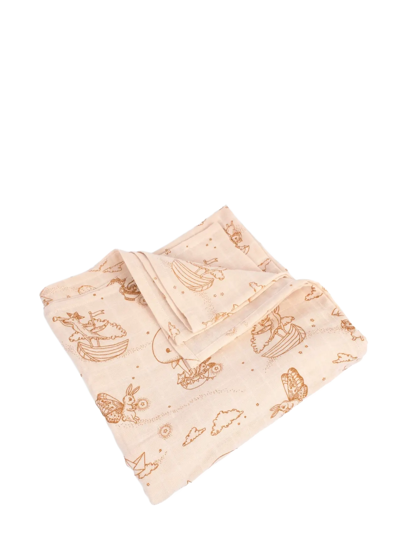 Filibabba Muslin Swaddle Diaper 120x120 cm GOTS - Dreamy Adventurers - App deal - WHITE / cream