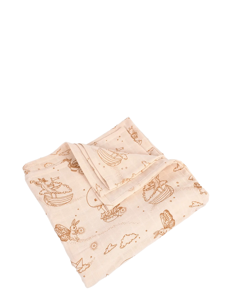 Filibabba - Muslin Swaddle Diaper 120x120 cm GOTS - Dreamy Adventurers - plaids en mousseline - white - 1