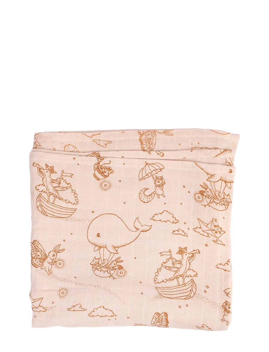 Filibabba - Muslin Swaddle Diaper 120x120 cm GOTS - Dreamy Adventurers - plaids en mousseline - white - 2
